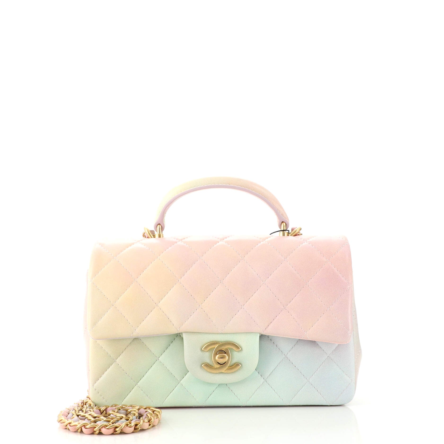 Classic Single Flap Top Handle Bag Quilted Ombre Lambskin Mini