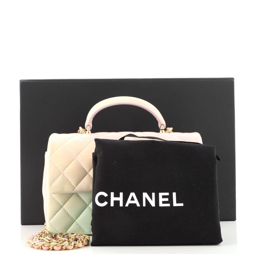 Classic Single Flap Top Handle Bag Quilted Ombre Lambskin Mini