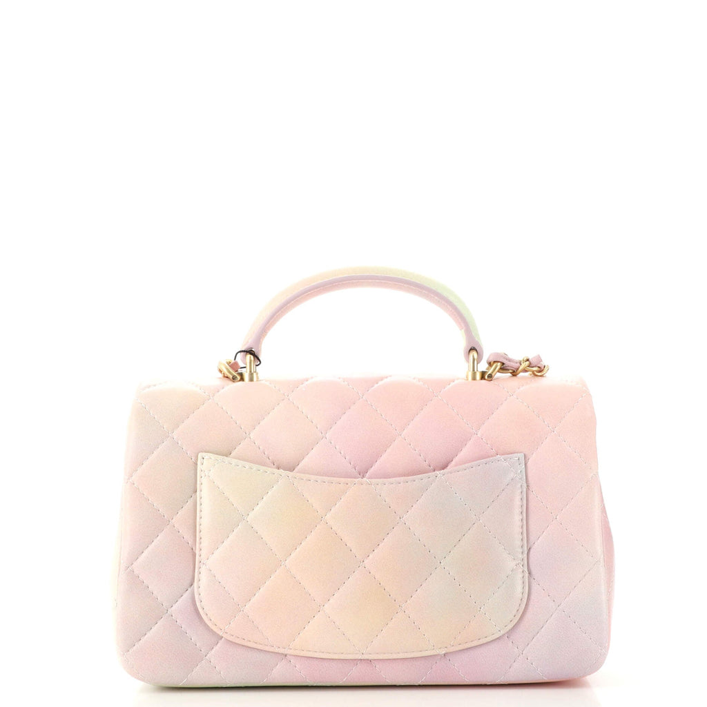 Classic Single Flap Top Handle Bag Quilted Ombre Lambskin Mini