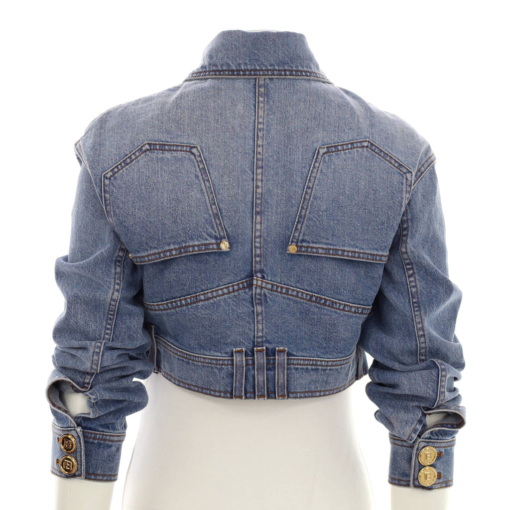 Women's Cropped Button Up Jacket Denim