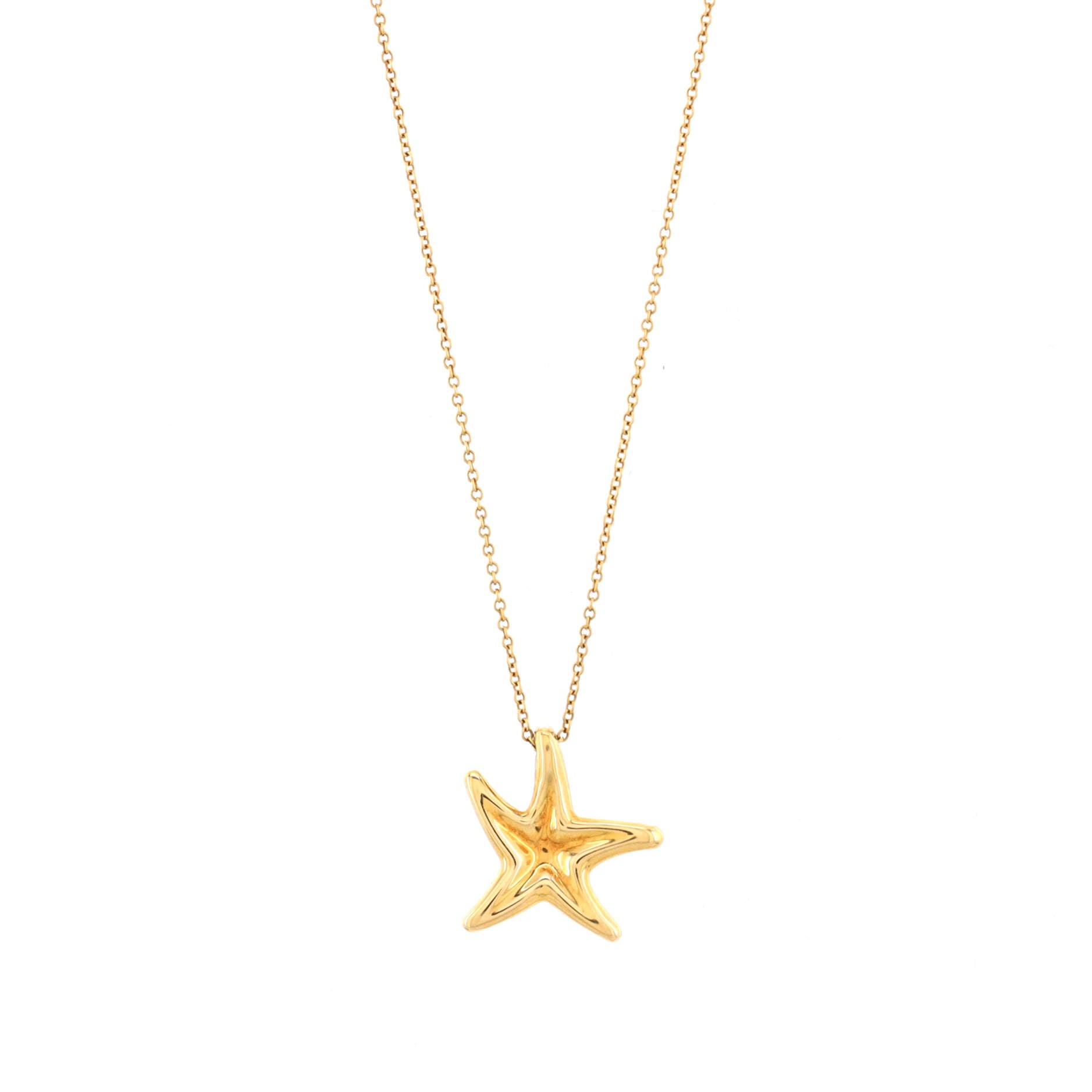 Starfish Pendant Necklace 18K Yellow Gold 12mm