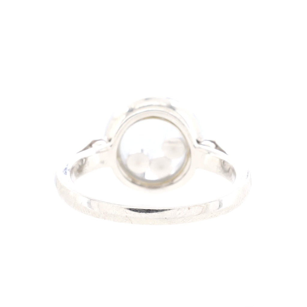Happy 3 Floating Diamonds Circle Ring 18K White Gold with Diamonds