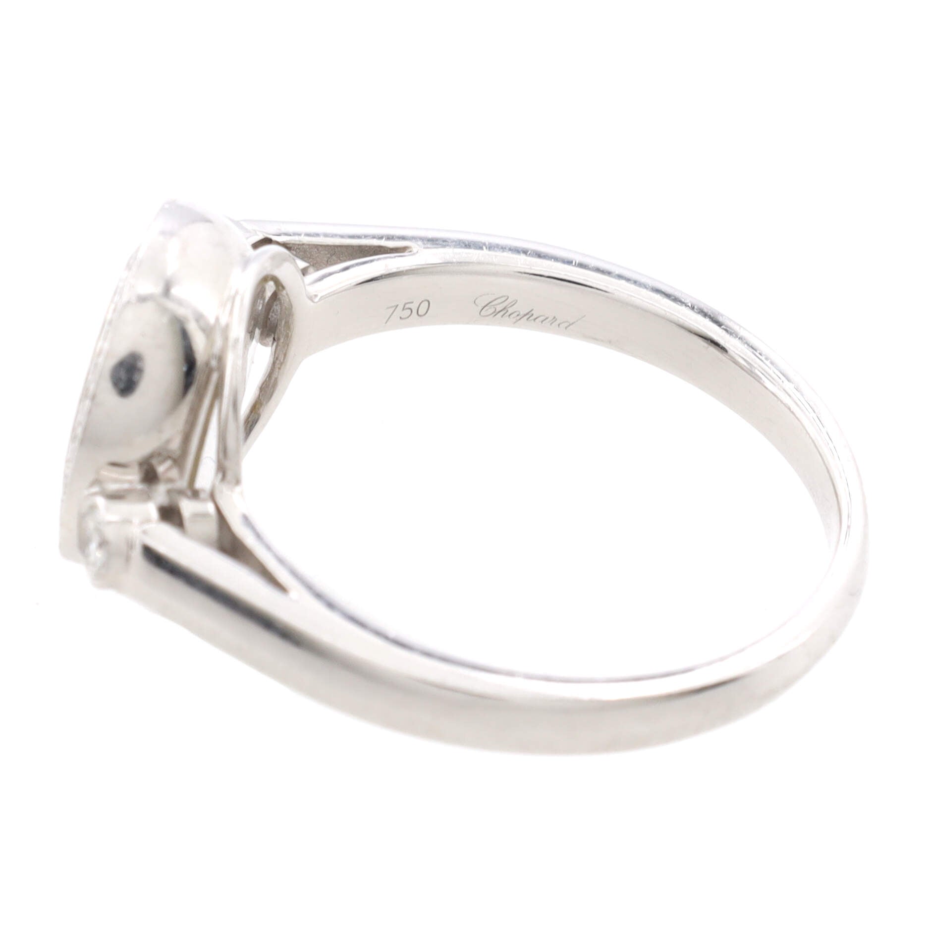 Happy 3 Floating Diamonds Circle Ring 18K White Gold with Diamonds