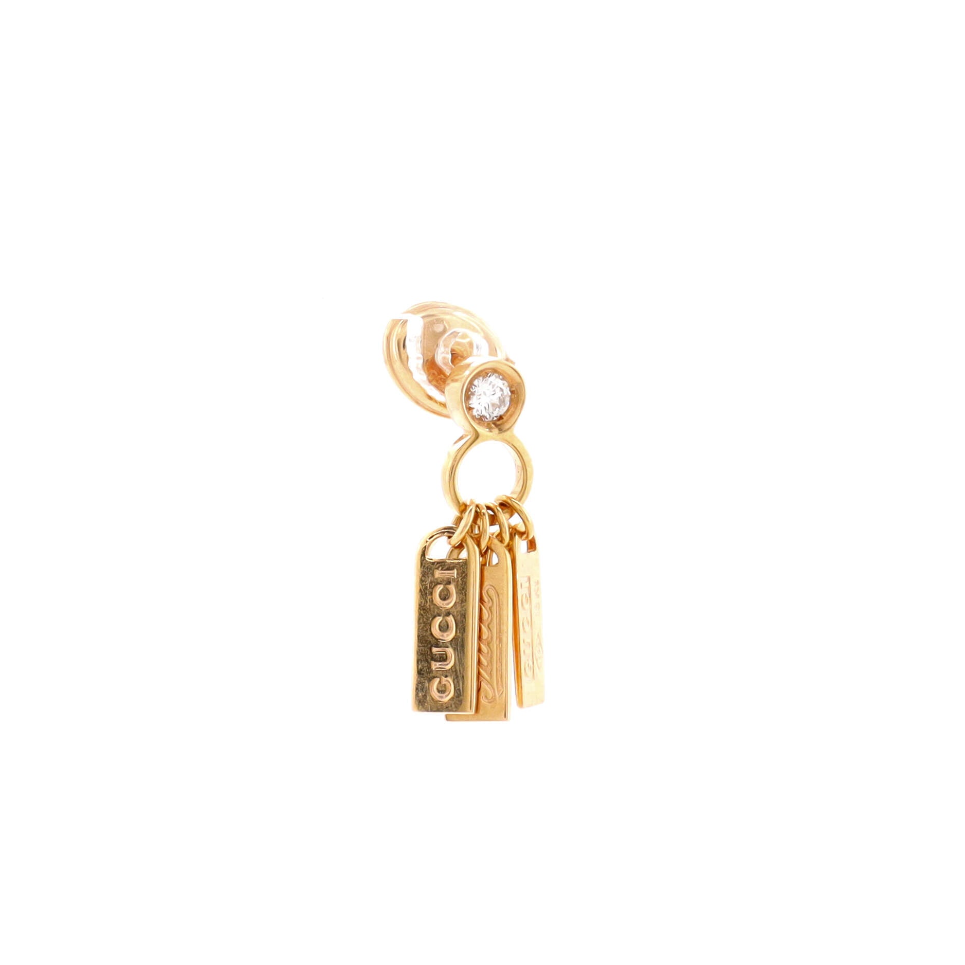 Logo Charm Earrings Necklace 18K Rose Gold with Diamond