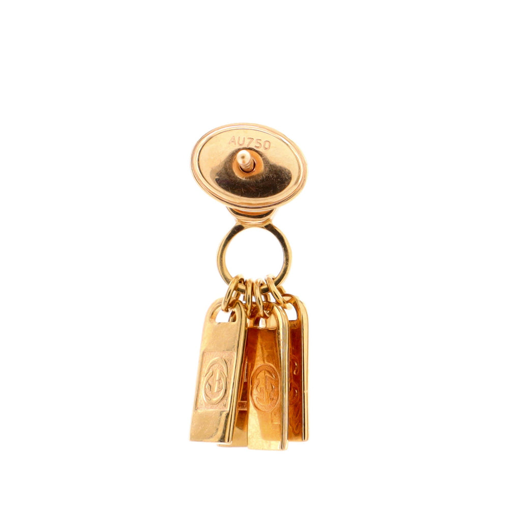 Logo Charm Earrings Necklace 18K Rose Gold with Diamond
