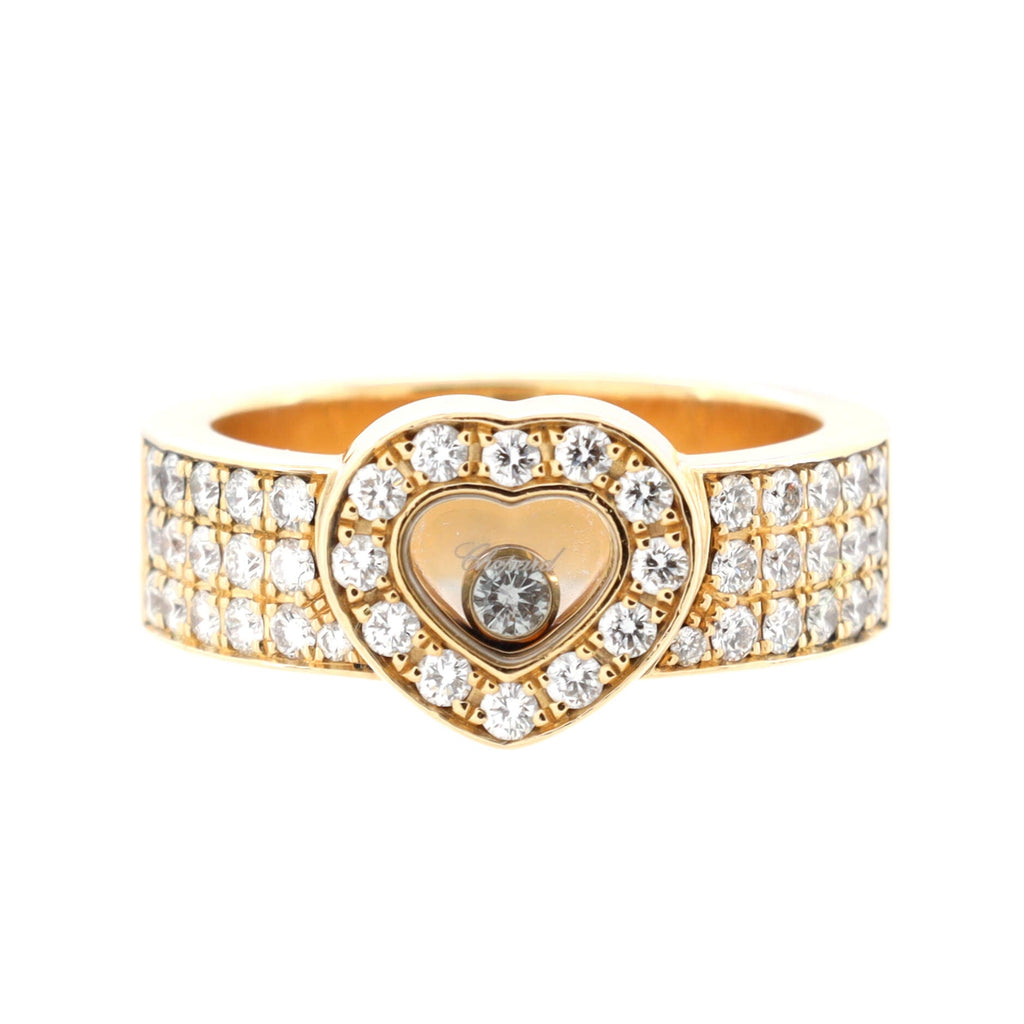 Happy Diamonds 1 Diamond Heart Band Ring 18K Yellow Gold with Diamonds