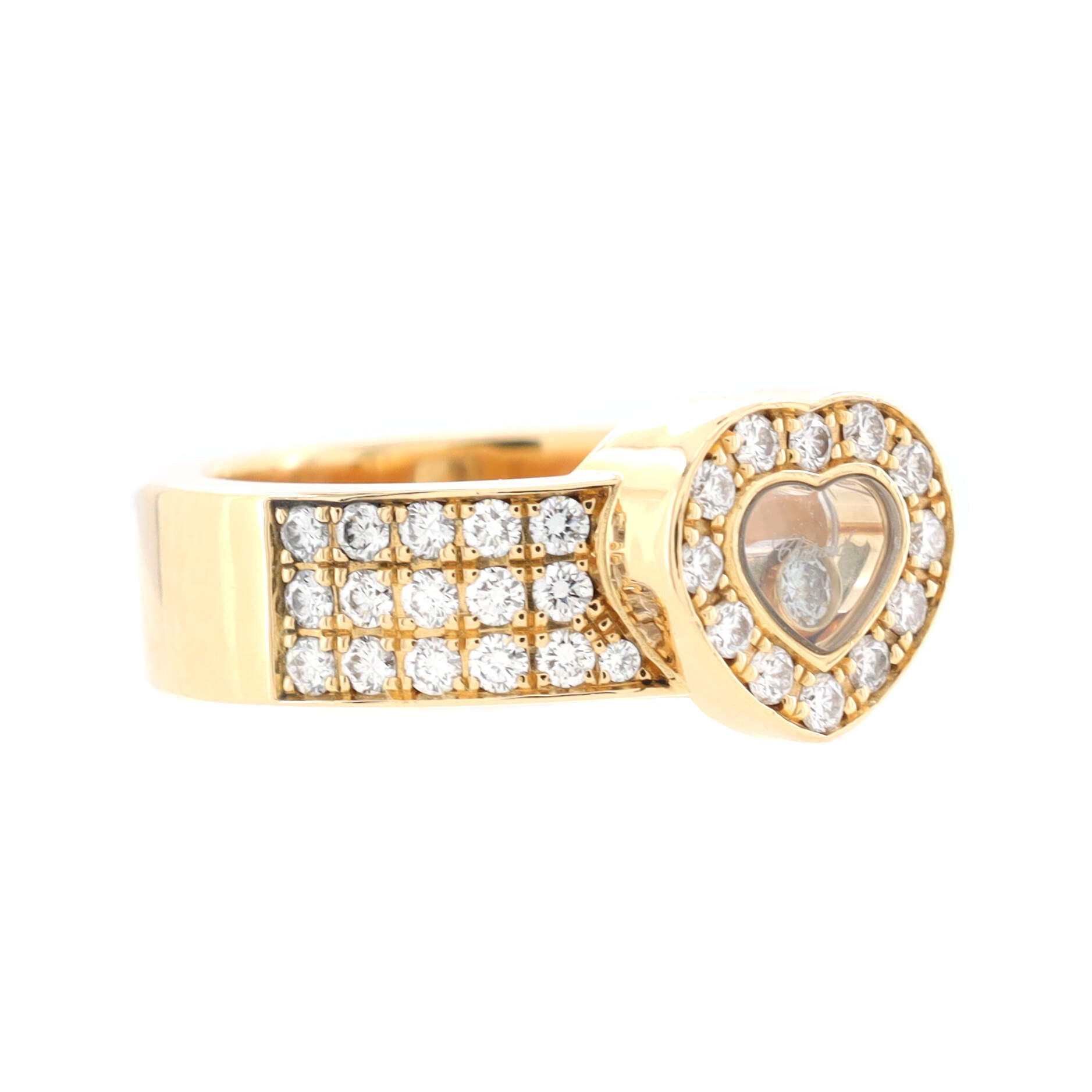 Happy Diamonds 1 Diamond Heart Band Ring 18K Yellow Gold with Diamonds
