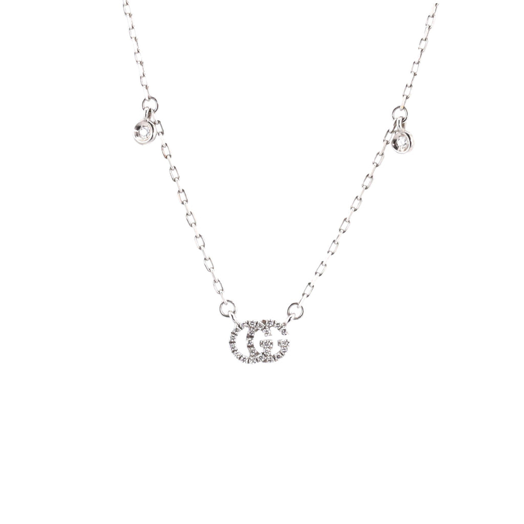 GG Running Pendant Necklace 18K White Gold with Diamonds