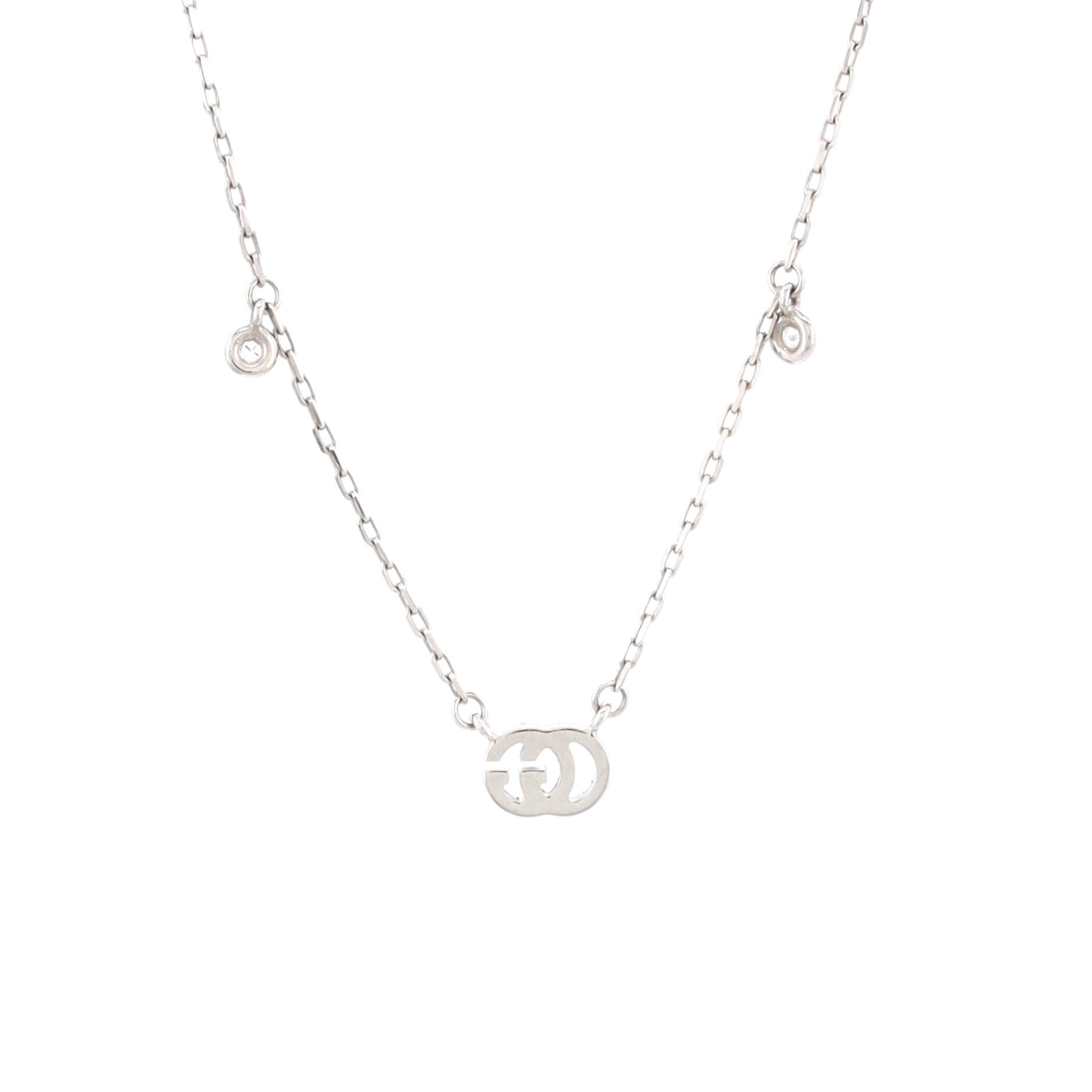 GG Running Pendant Necklace 18K White Gold with Diamonds