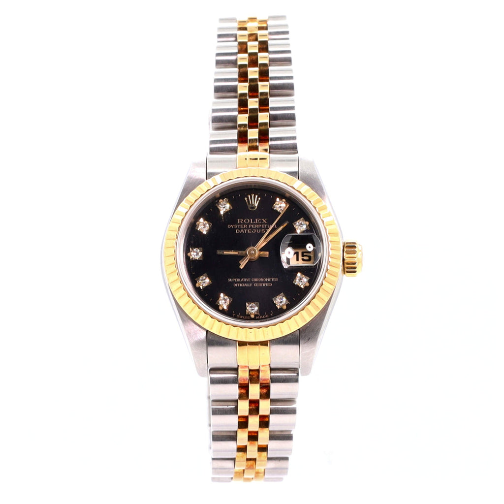 Oyster Perpetual Datejust Automatic Watch Stainless Steel and Yellow Gold with Diamond Markers 26