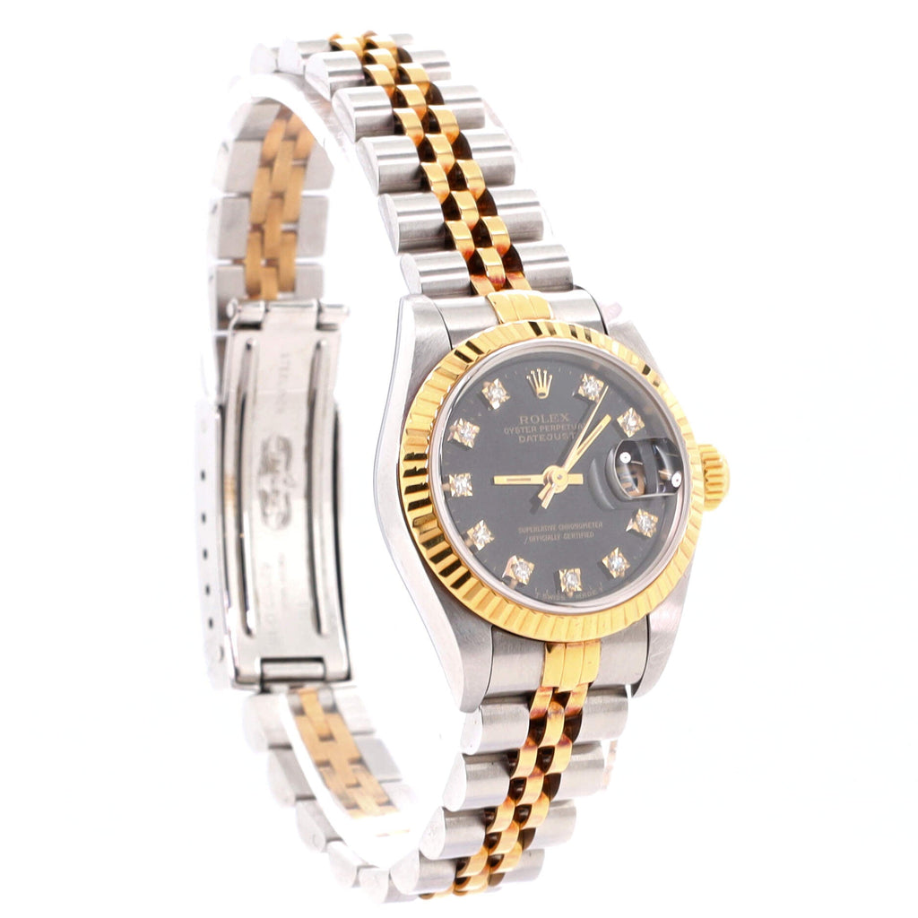 Oyster Perpetual Datejust Automatic Watch Stainless Steel and Yellow Gold with Diamond Markers 26