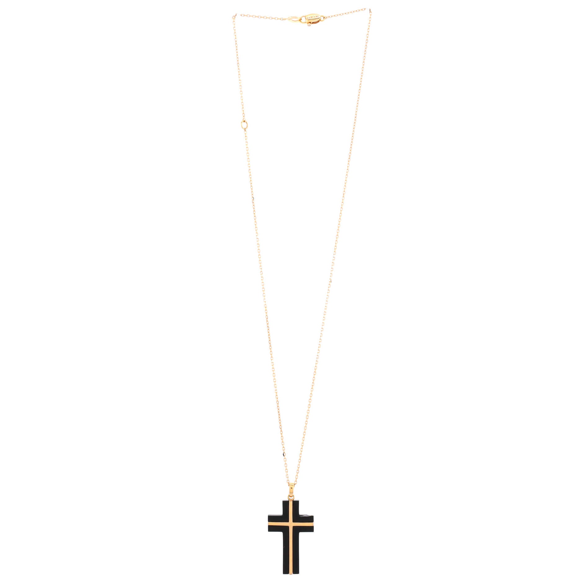 Angel and Demon Pendant Necklace 18K Rose Gold with Onyx