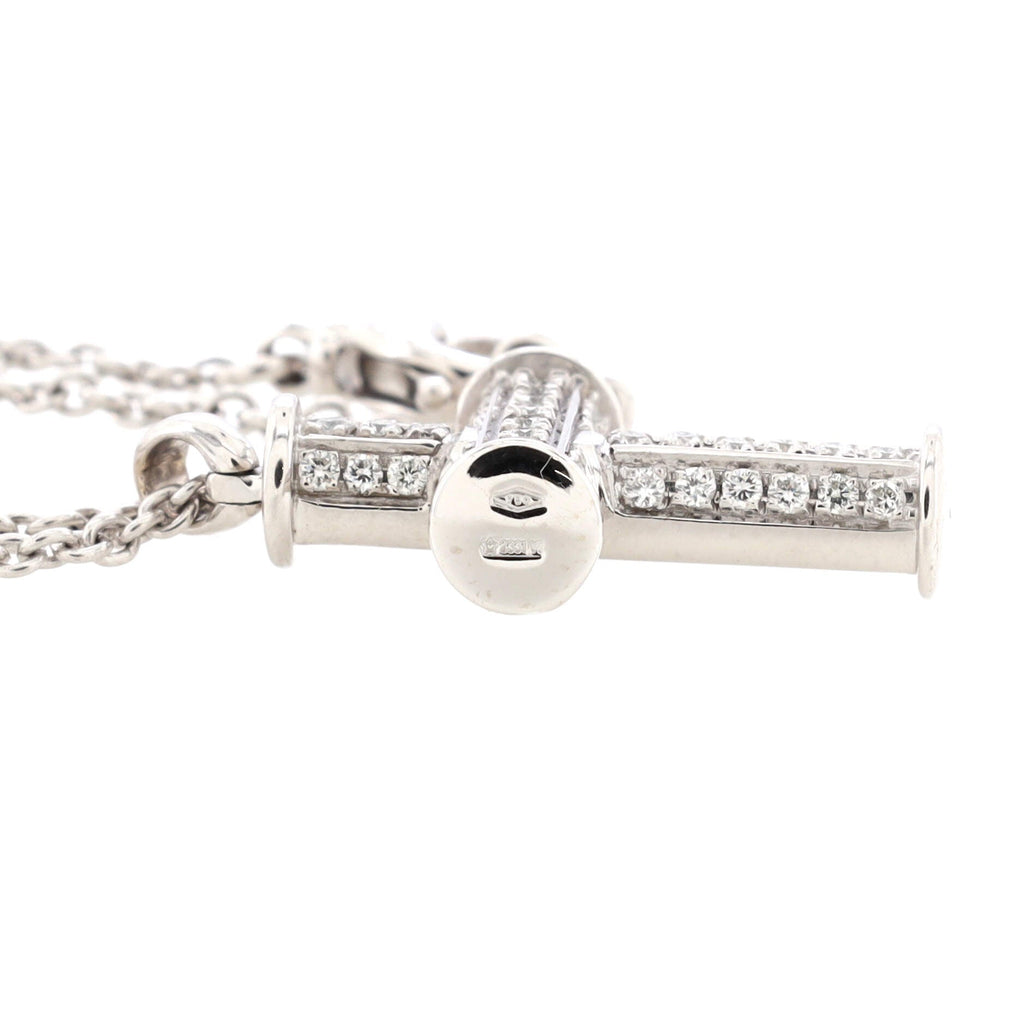 Latin Cross Pendant Necklace 18K White Gold with Diamonds