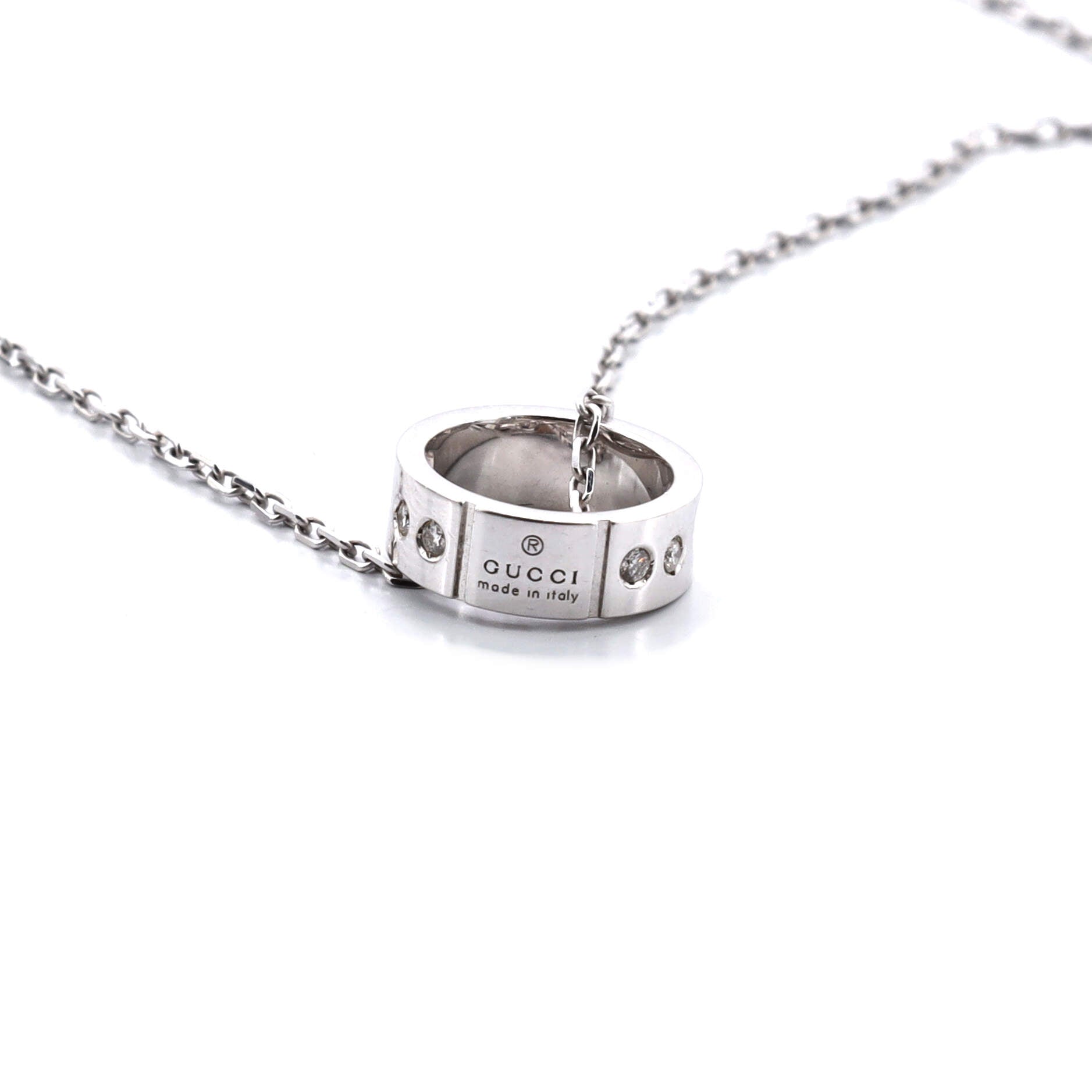 Icon Amor Pendant Necklace 18K White Gold with Diamonds
