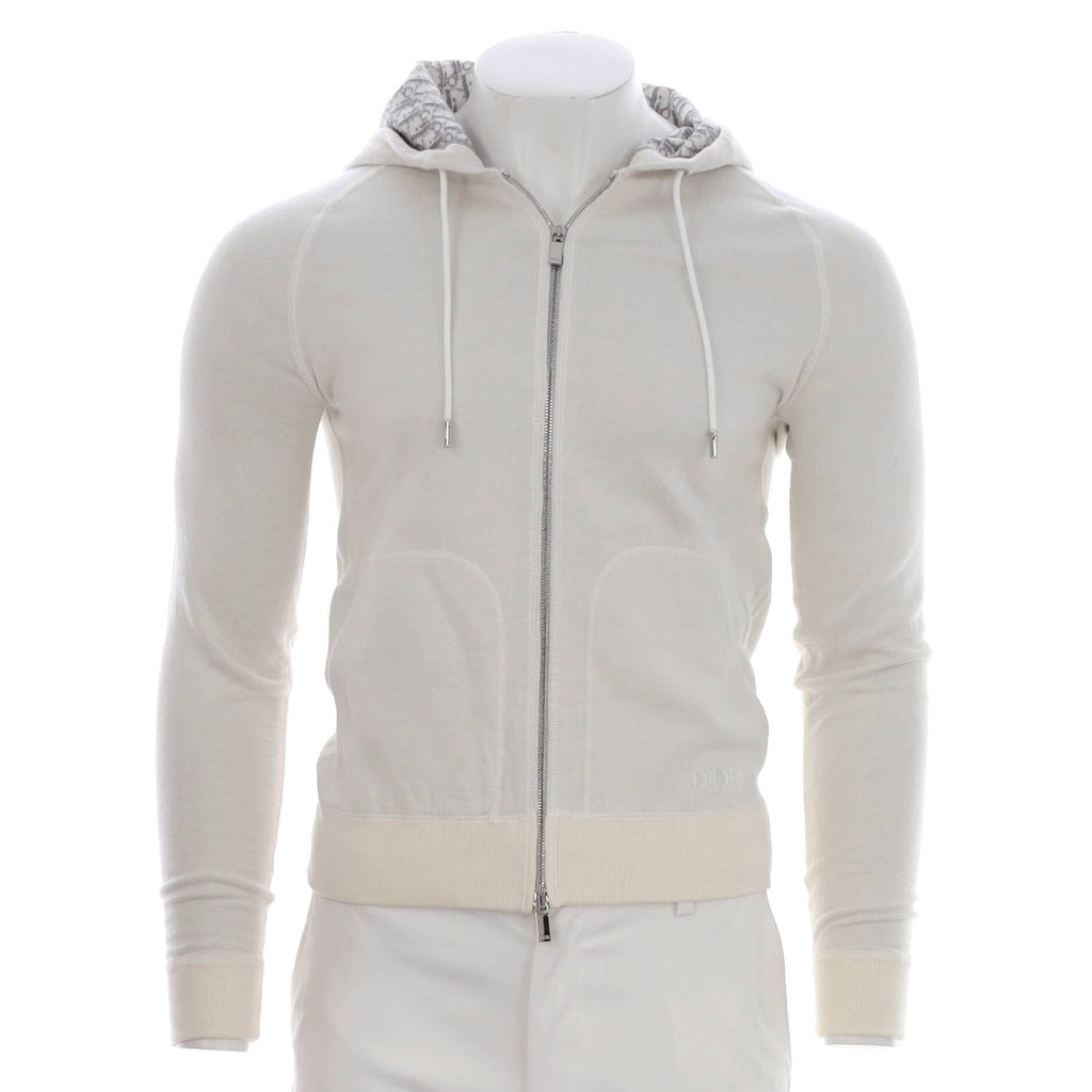 Men's Zip Hoodie Cotton and Cashmere with Oblique Interior