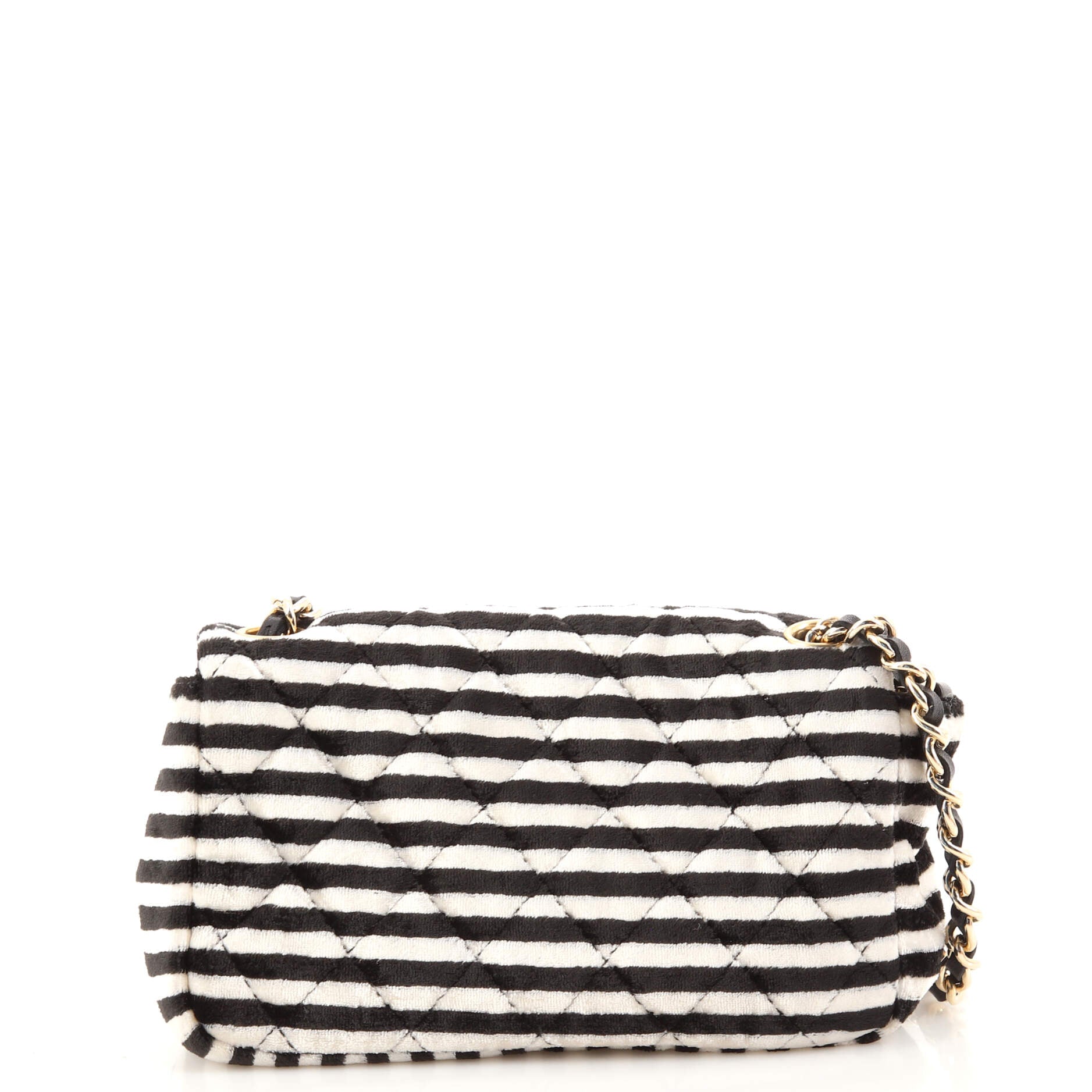 CC Chain Flap Bag Quilted Striped Velvet Extra Mini