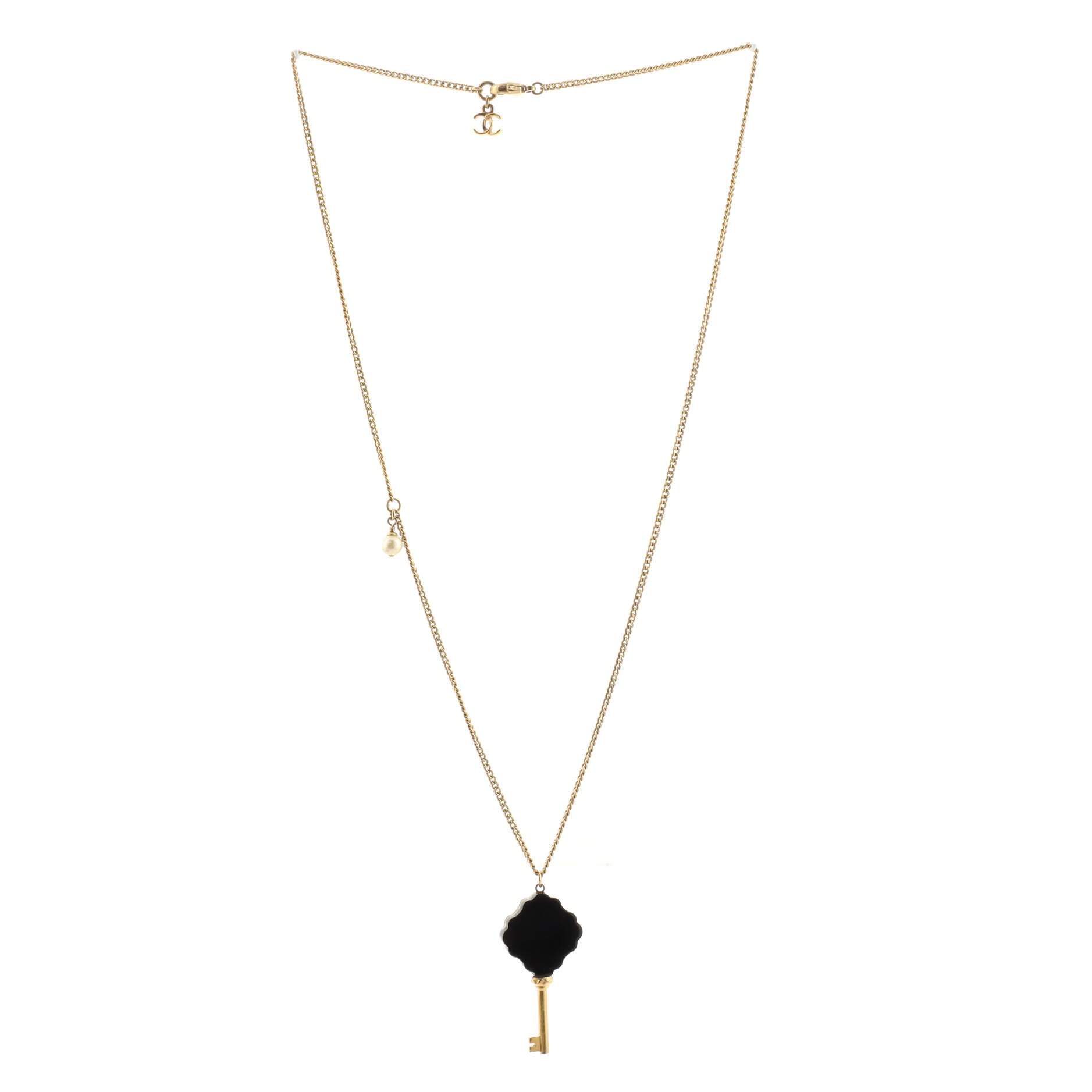 Key Pendant Chain Necklace Embellished Resin with Metal Large