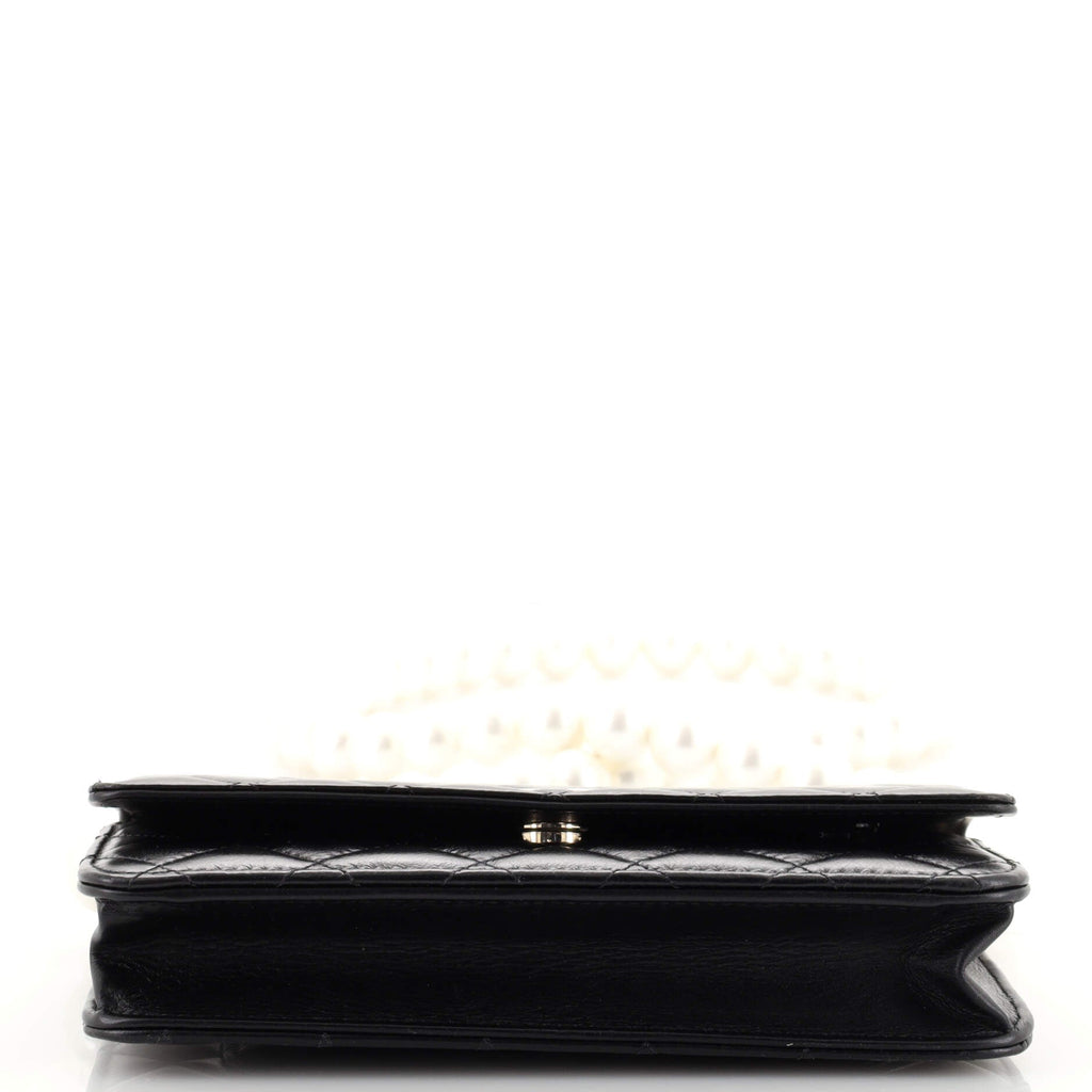 Pearl Strap CC Wallet on Chain Quilted Calfskin Mini