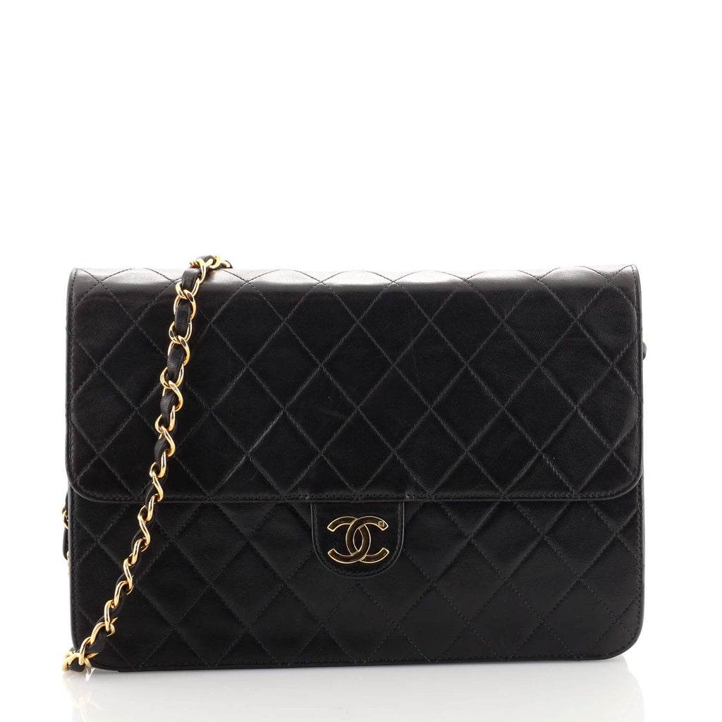 Vintage Clutch with Chain Quilted Leather Medium