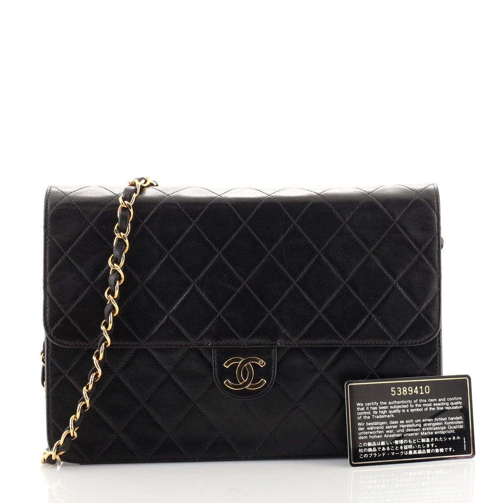 Vintage Clutch with Chain Quilted Leather Medium