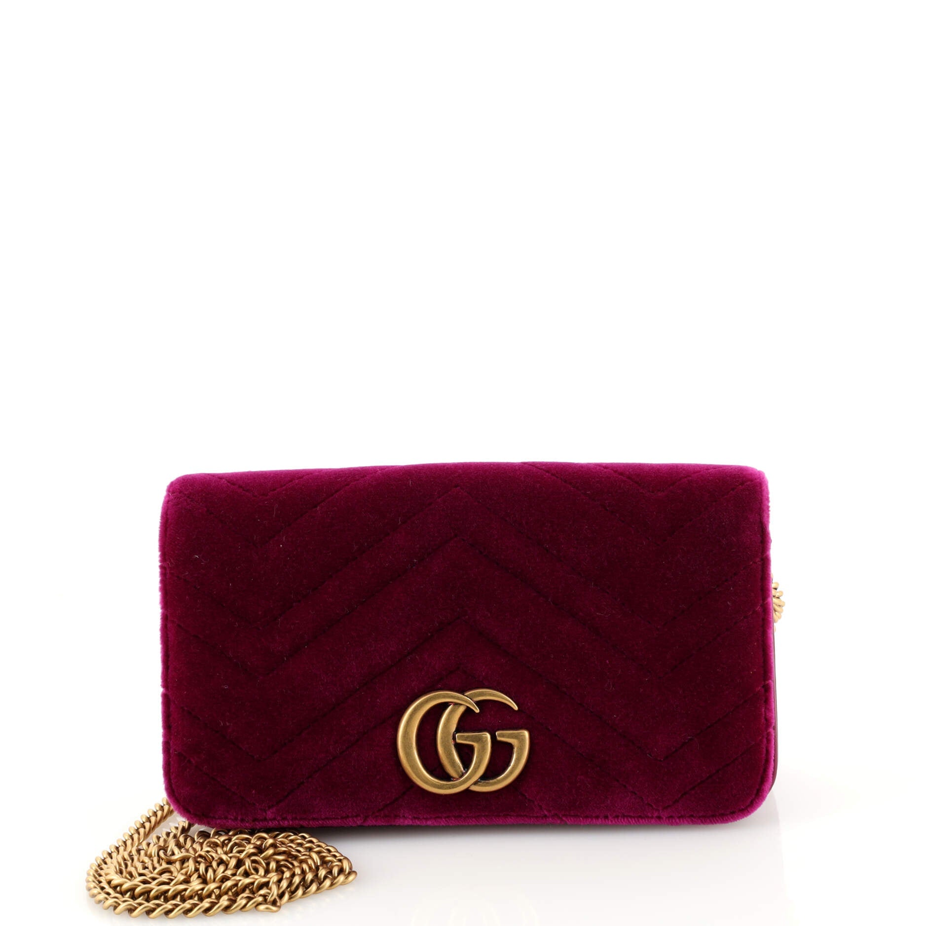 GG Marmont Chain Flap Bag Matelasse Velvet Mini