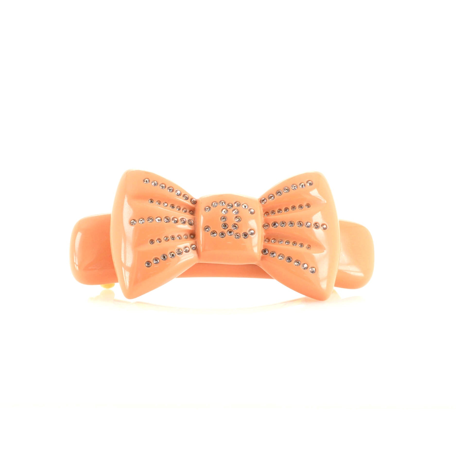 Bow Hair Barrette Metal with Resin and Crystals