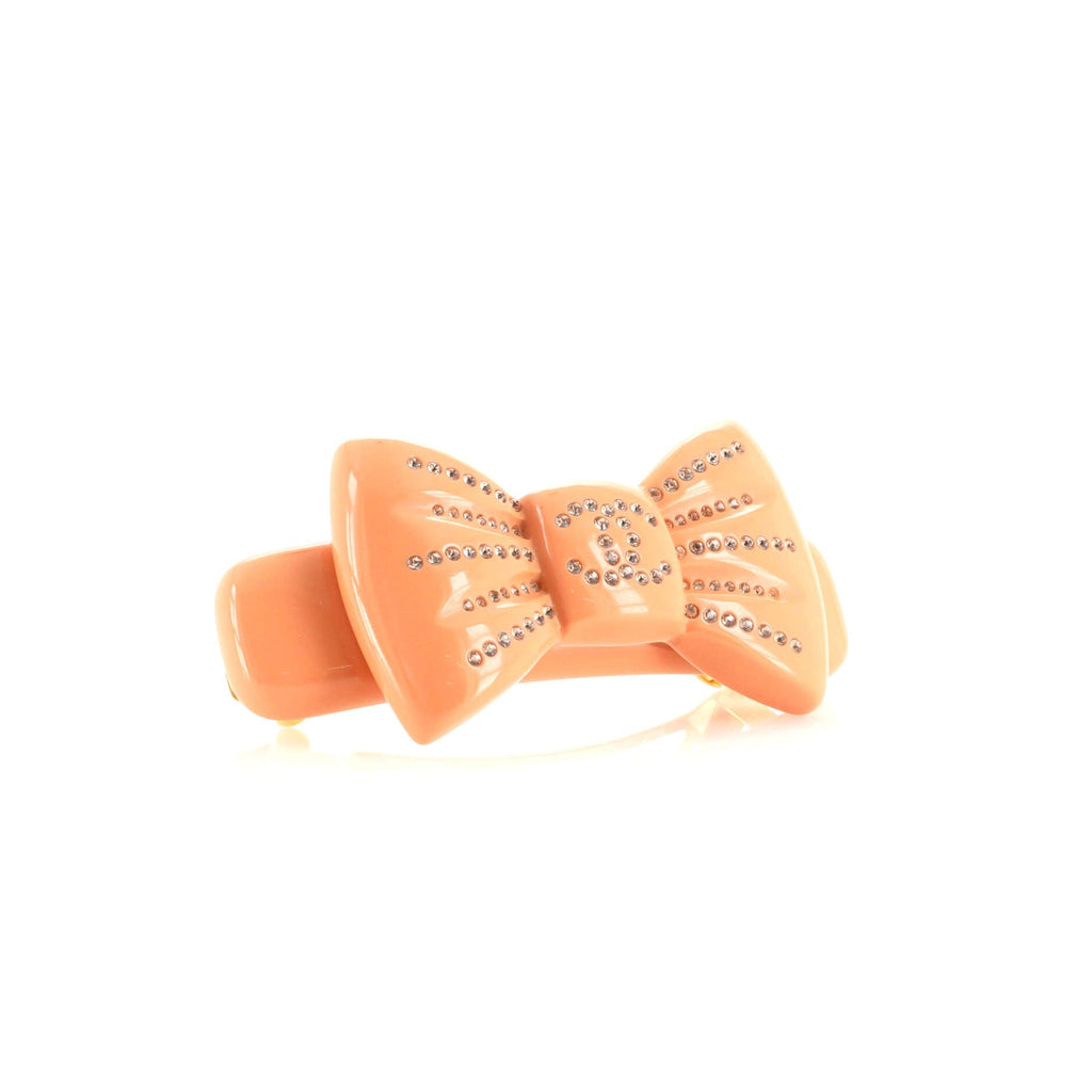 Bow Hair Barrette Metal with Resin and Crystals