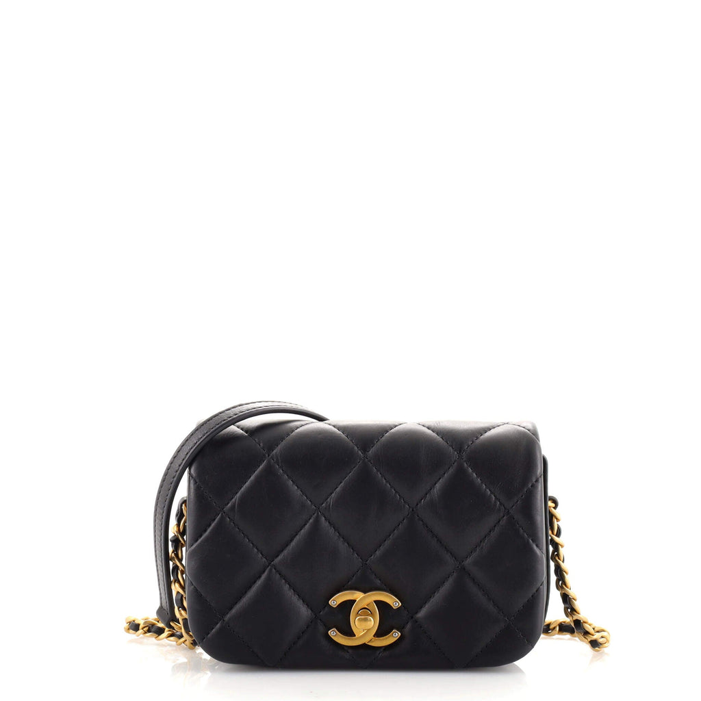 Nailed CC Full Flap Bag Quilted Calfskin Mini