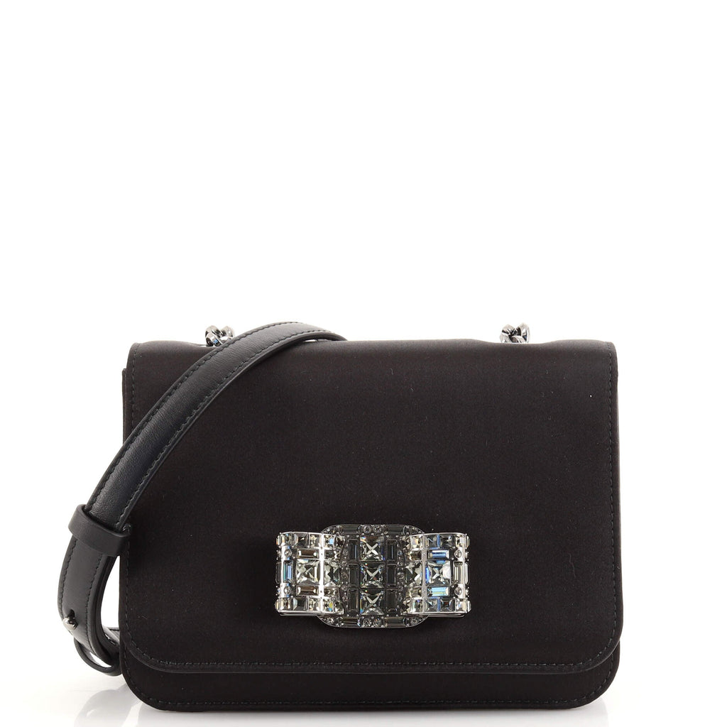 Joanne Cocktail Shoudler Bag Satin with Crystals Mini