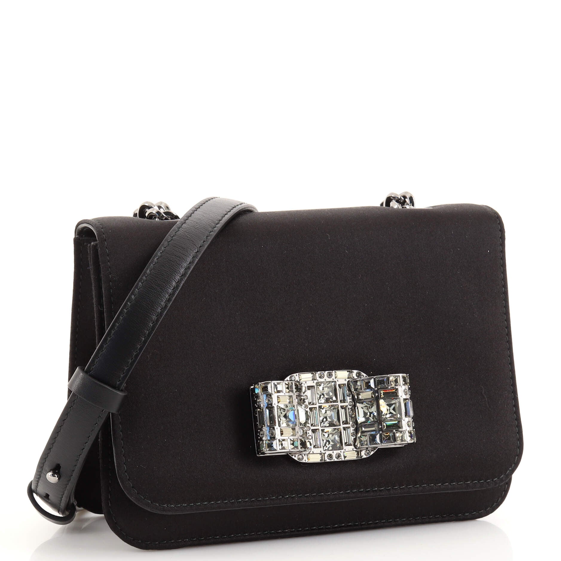 Joanne Cocktail Shoudler Bag Satin with Crystals Mini