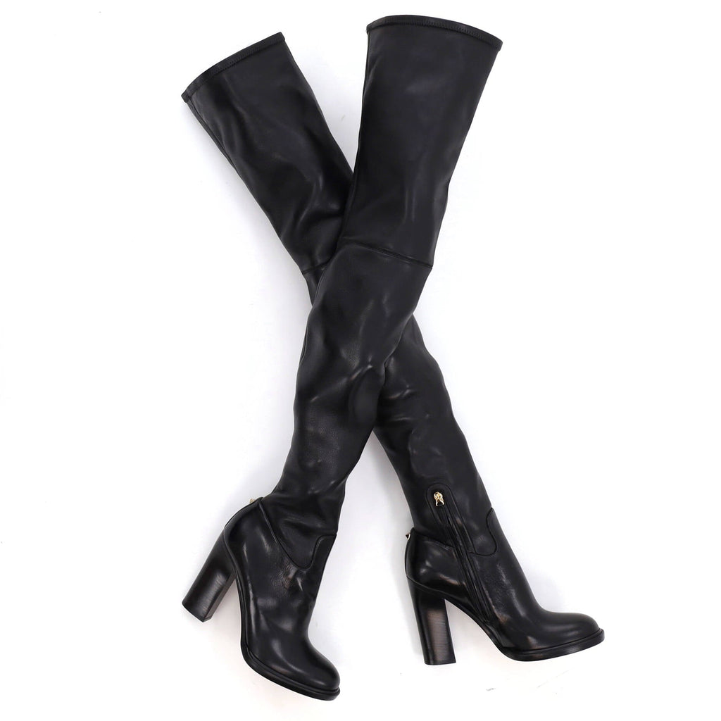 Women's Rockstud Thigh High Boots Leather