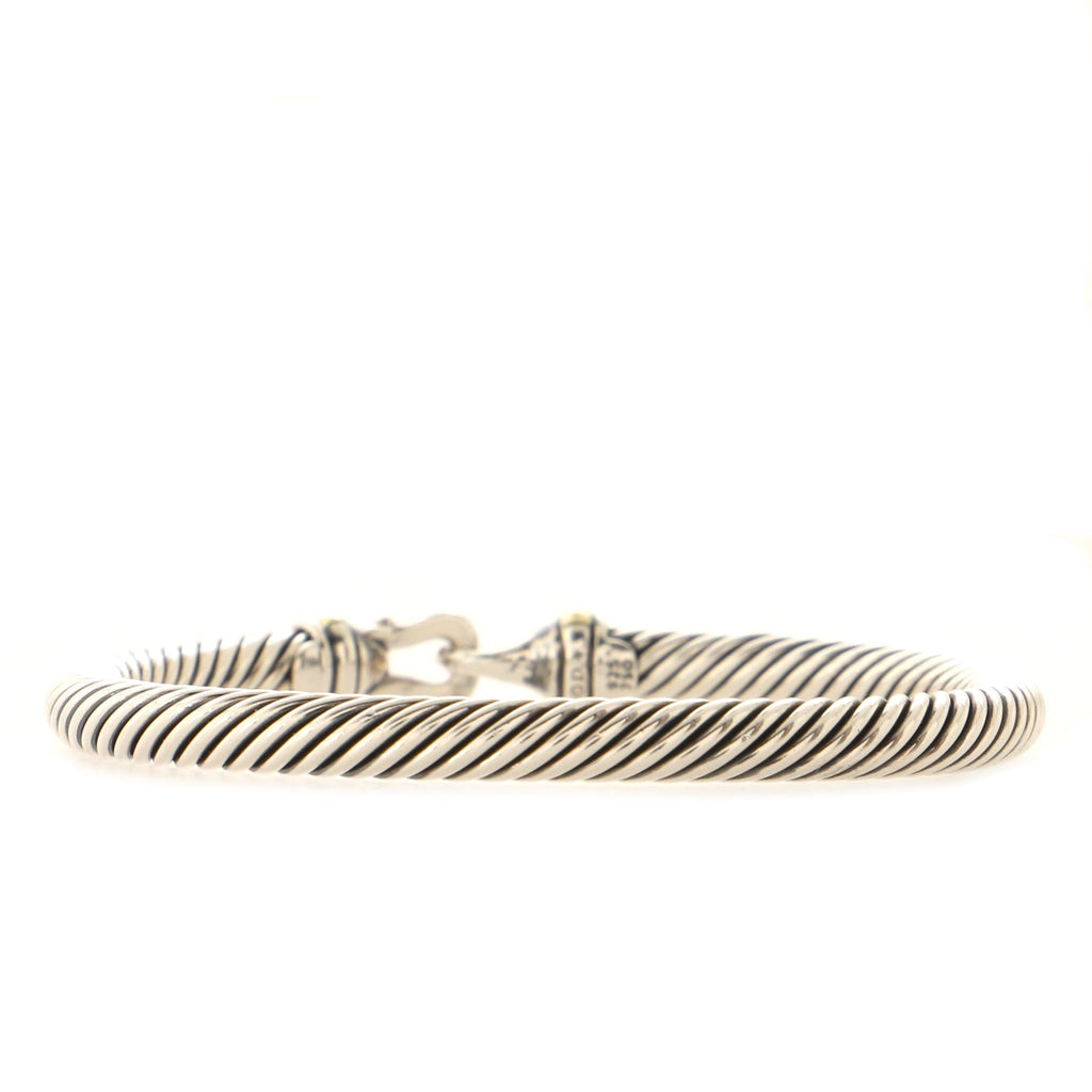 Cable Buckle Bracelet Sterling Silver with 18K Yellow Gold 5mm