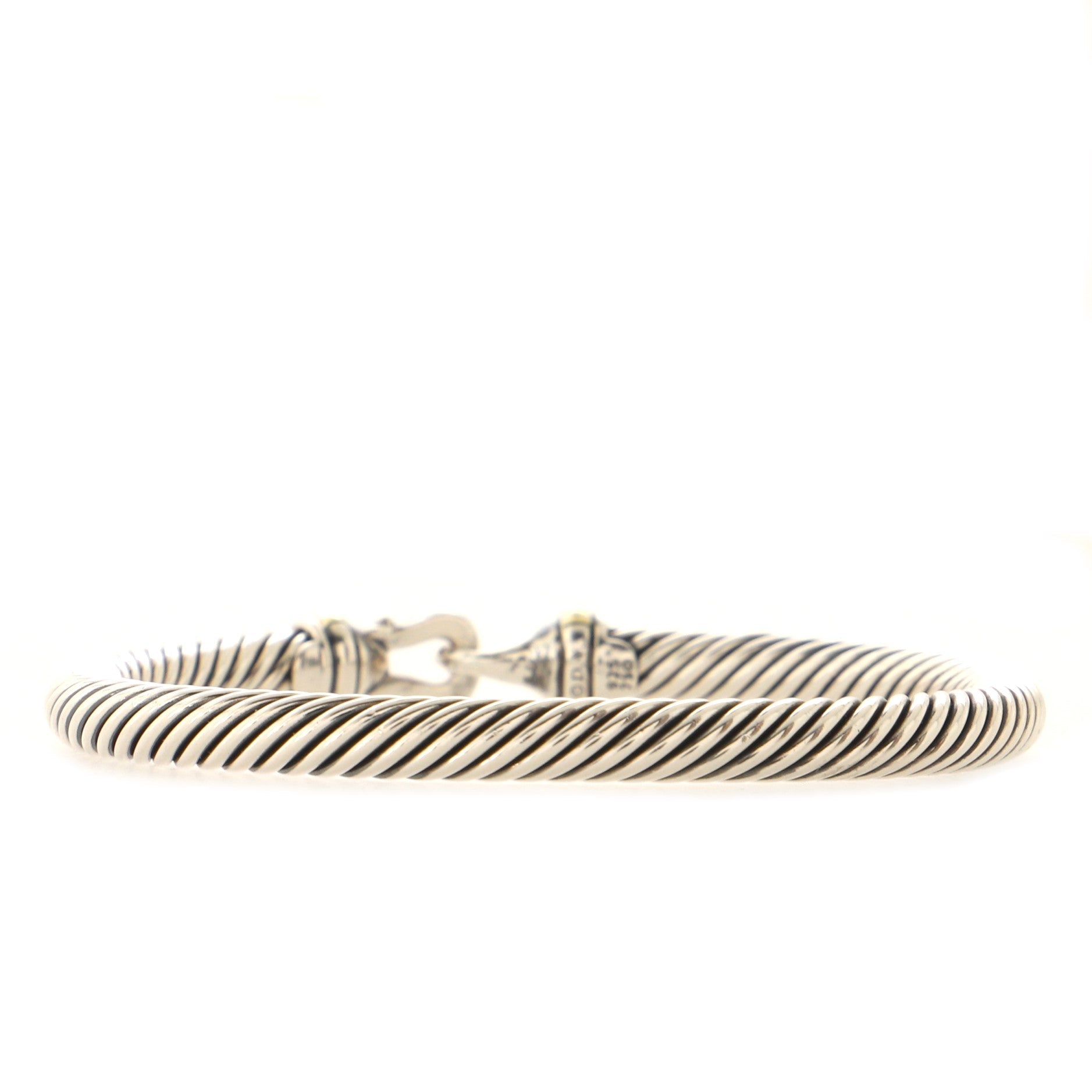 Cable Buckle Bracelet Sterling Silver with 18K Yellow Gold 5mm