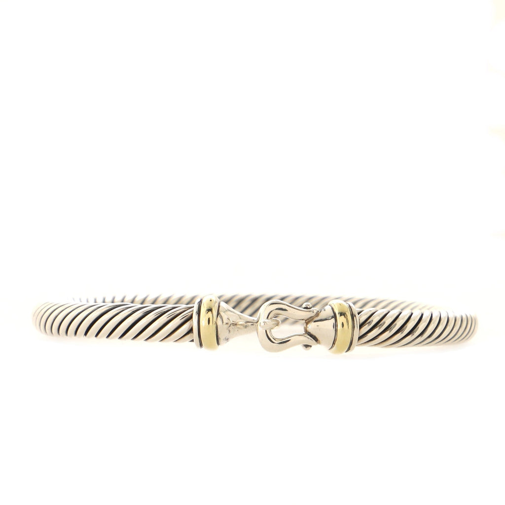 Cable Buckle Bracelet Sterling Silver with 18K Yellow Gold 5mm