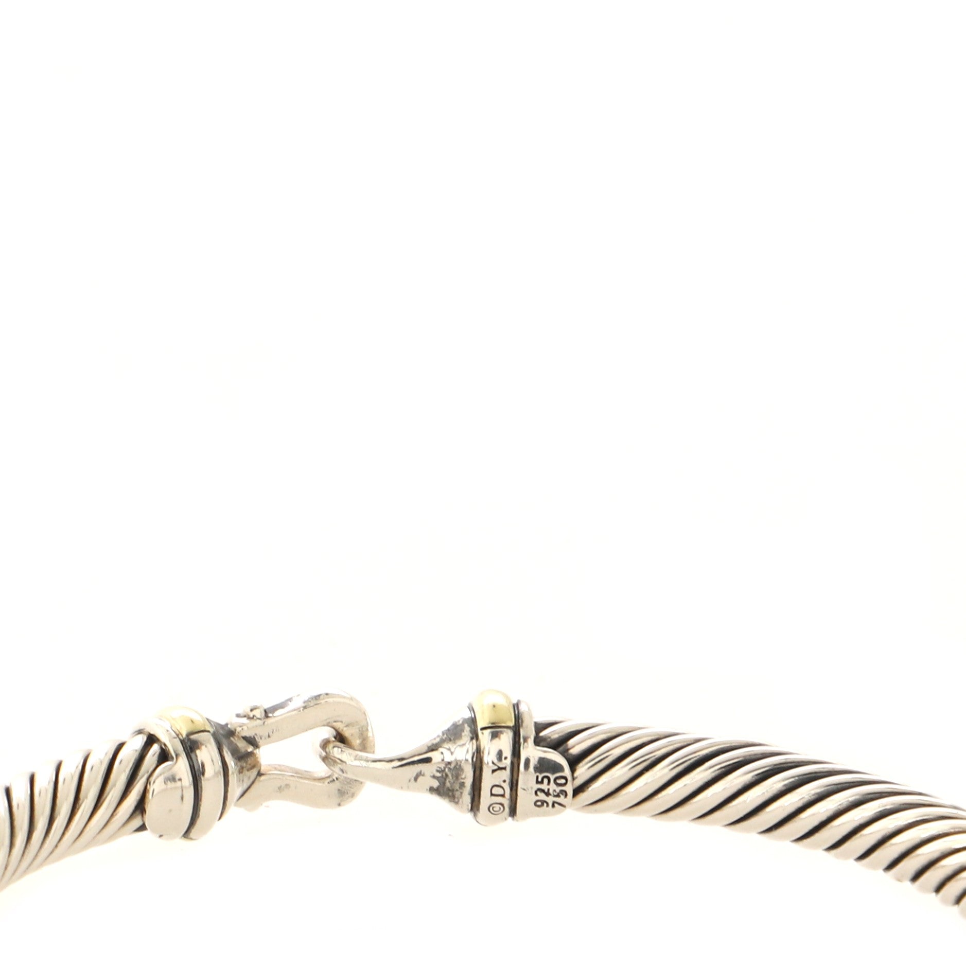 Cable Buckle Bracelet Sterling Silver with 18K Yellow Gold 5mm