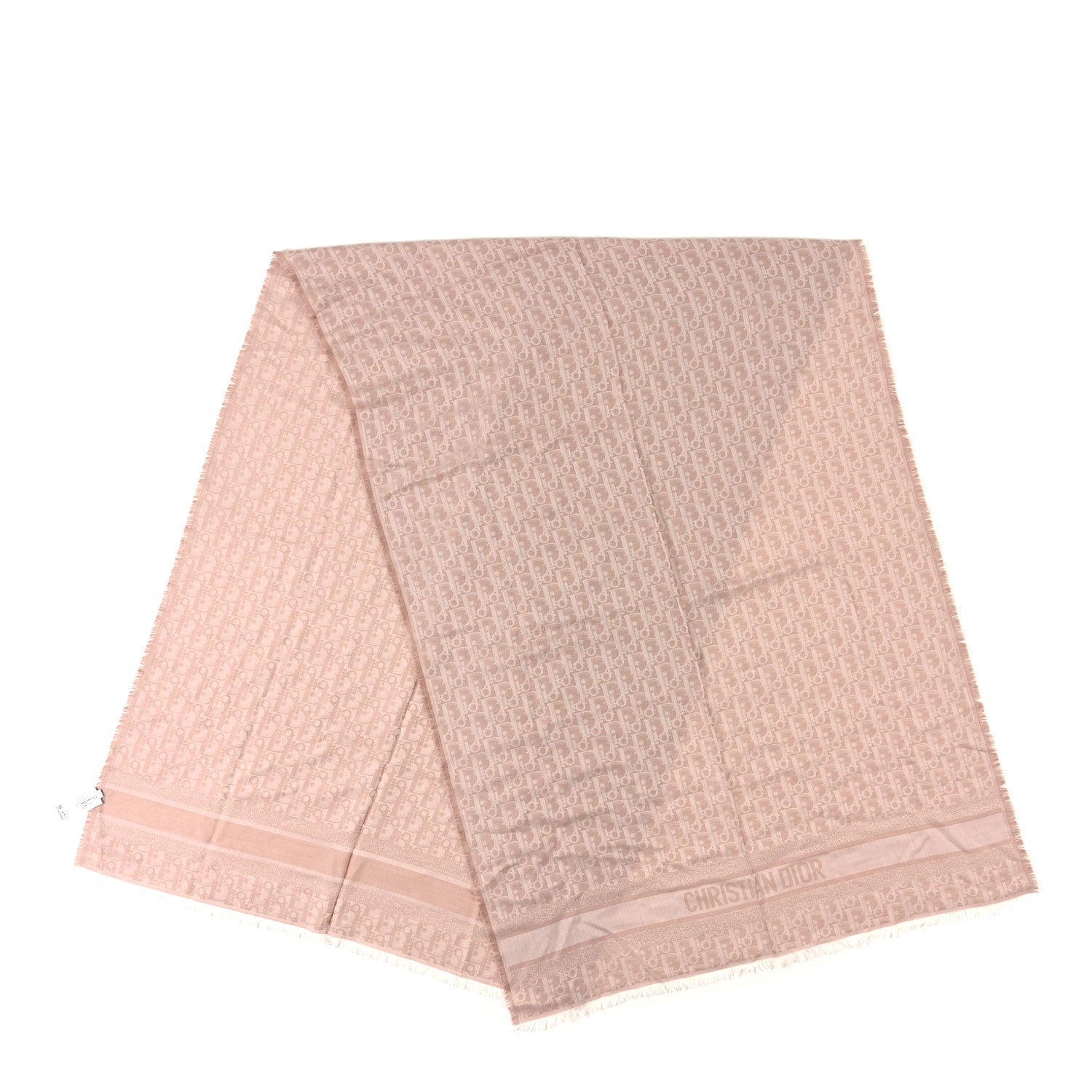 Cashmere Oblique Fringed Scarf Rose