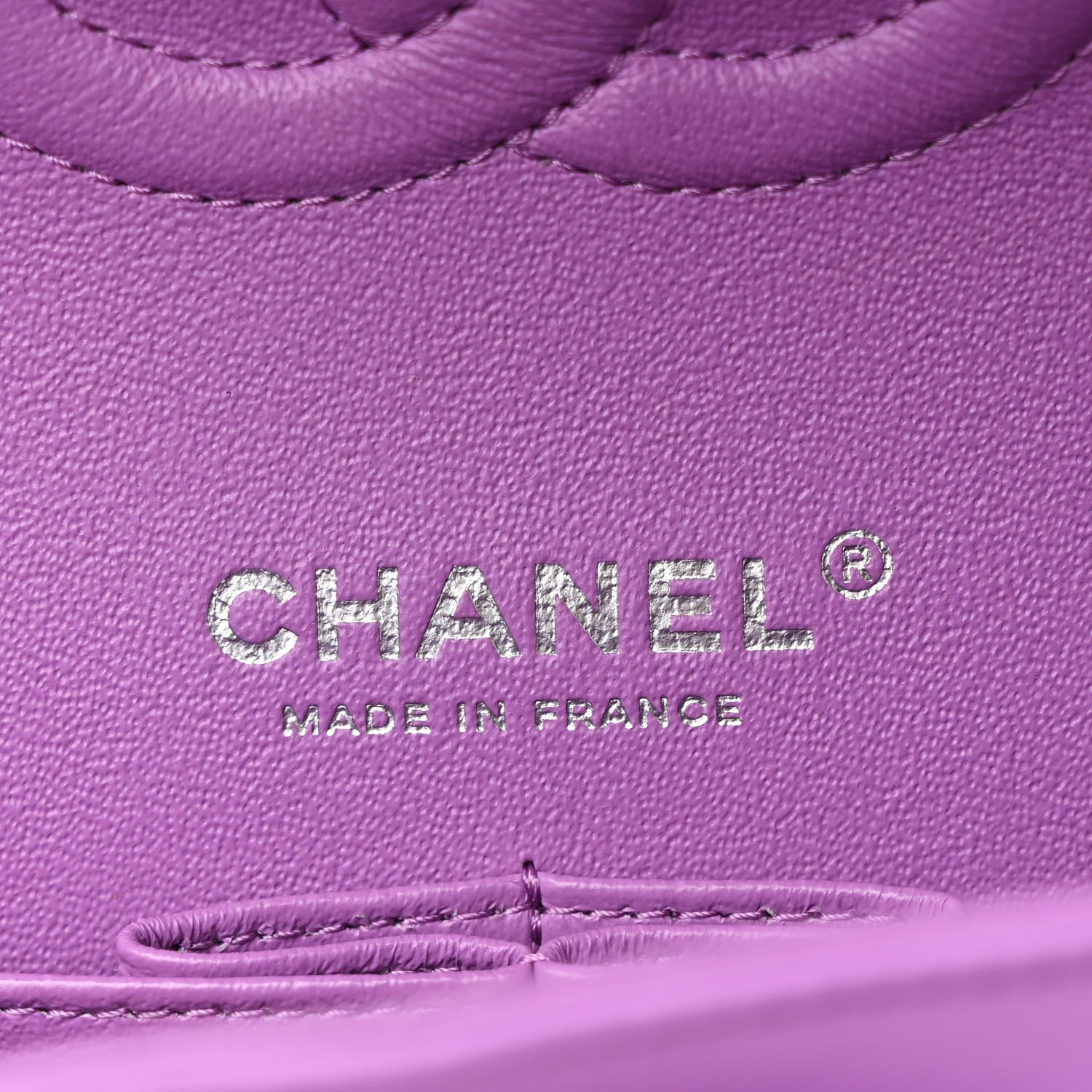 Lambskin Quilted Medium Double Flap Purple