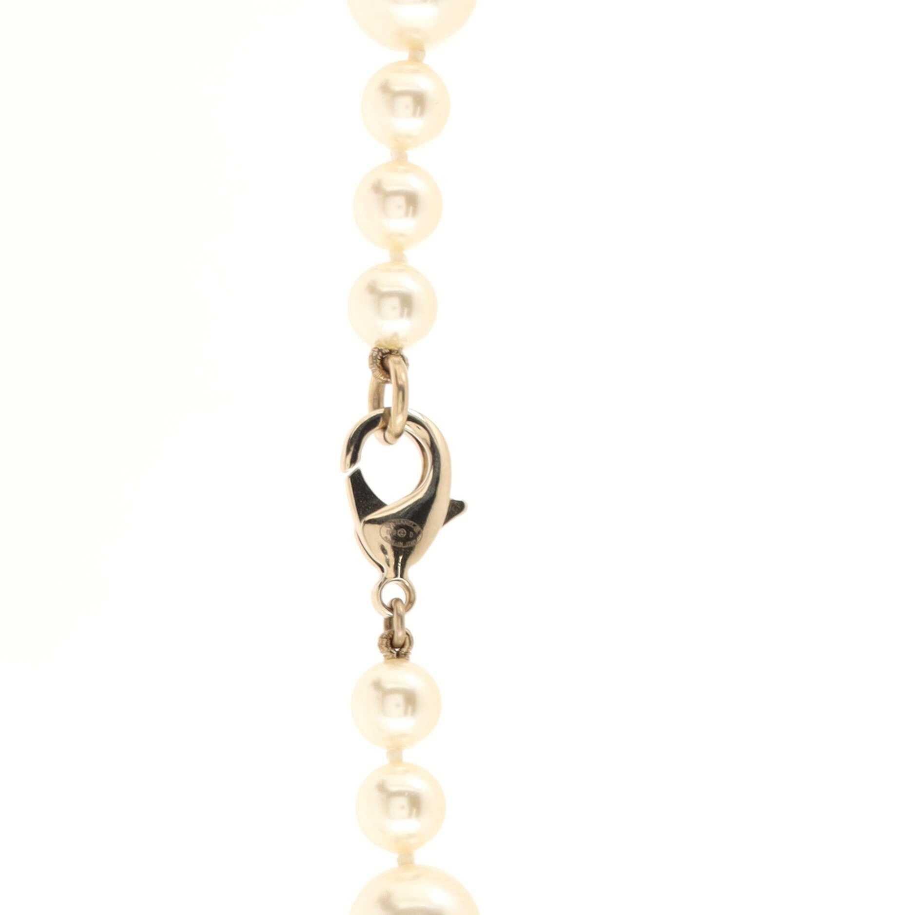 CC Station Long Necklace Metal with Faux Pearls