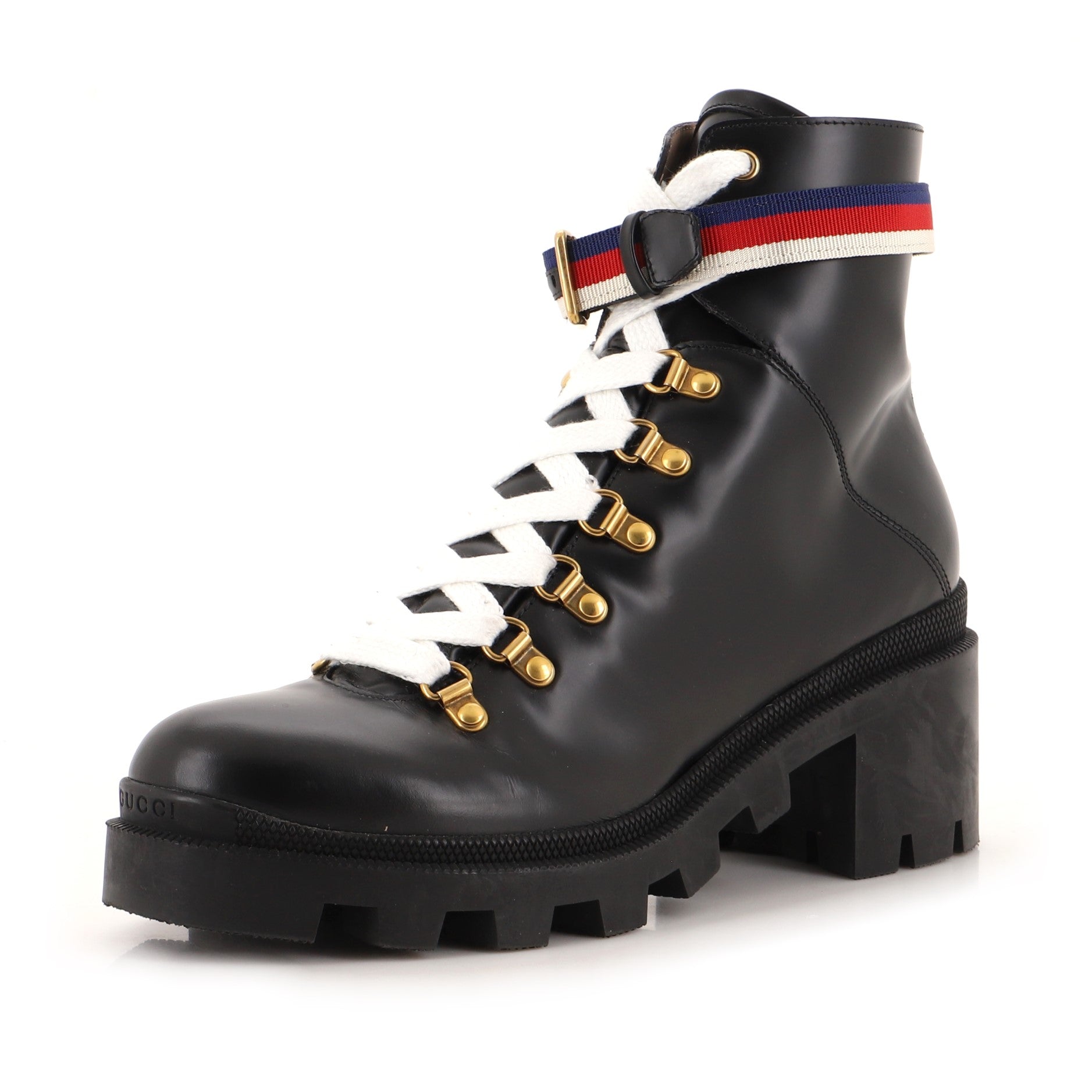 Women's Heeled Lace Up Combat Ankle Boots Leather