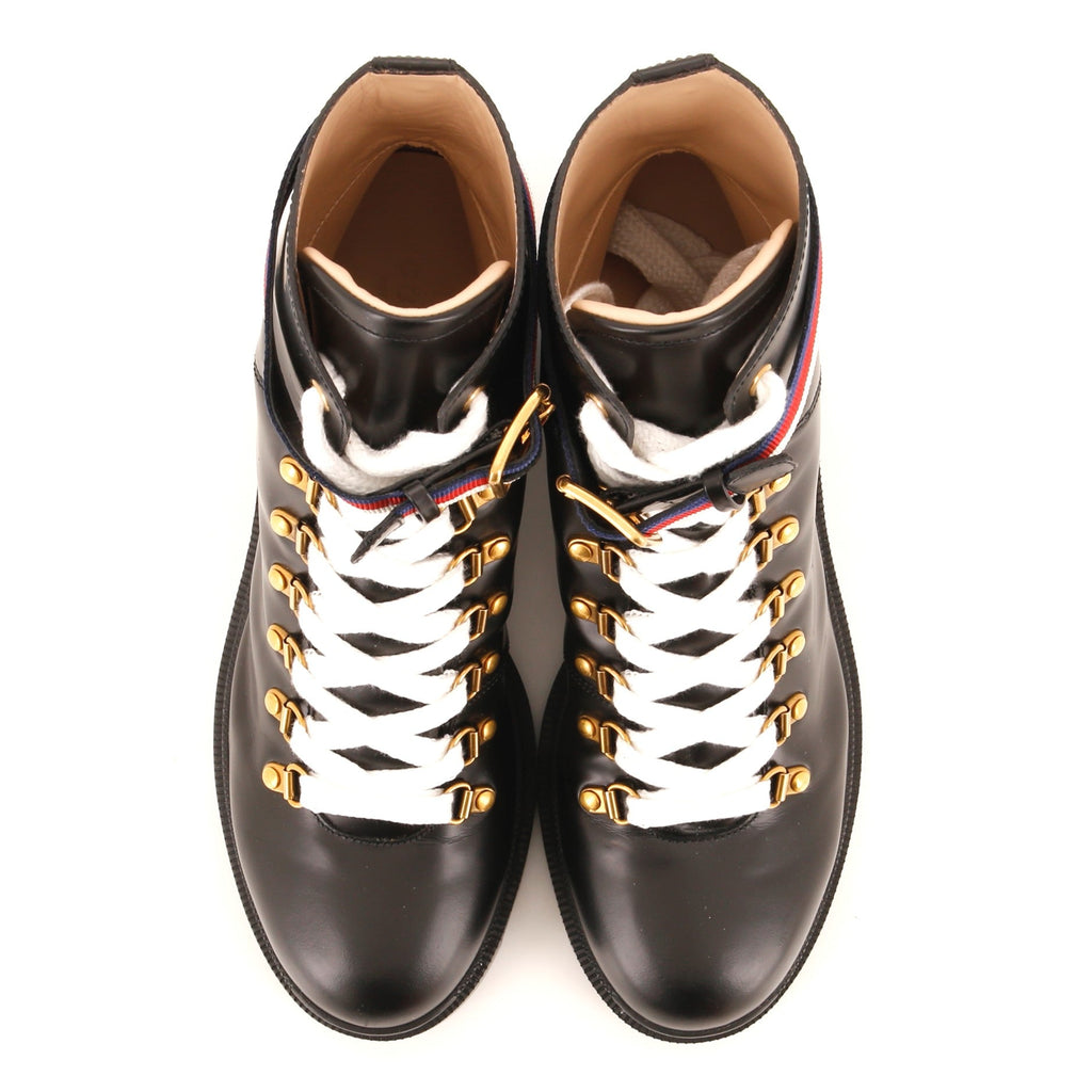 Women's Heeled Lace Up Combat Ankle Boots Leather