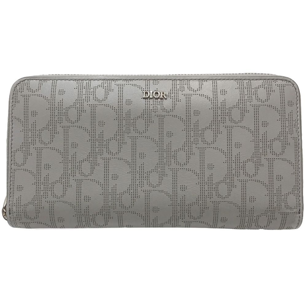 Dior Long Zip Wallet Oblique Grey