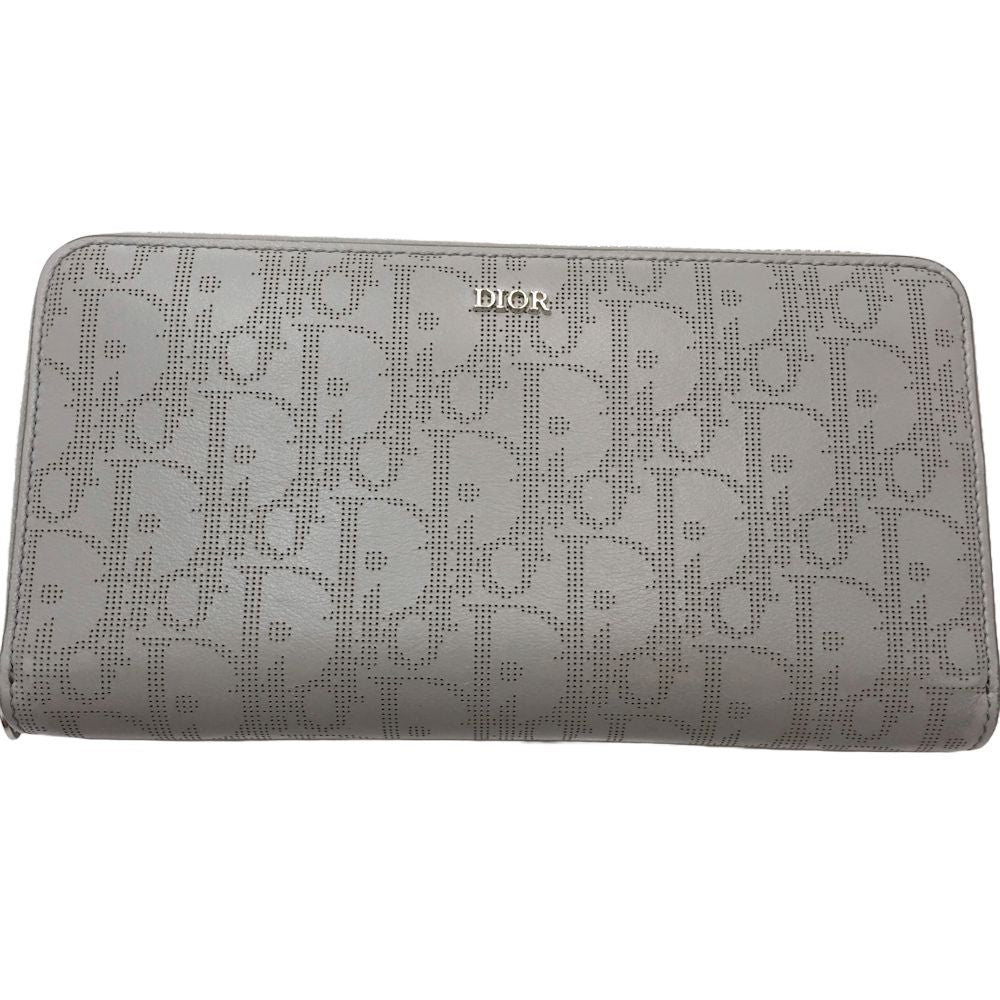 Dior Long Zip Wallet Oblique Grey