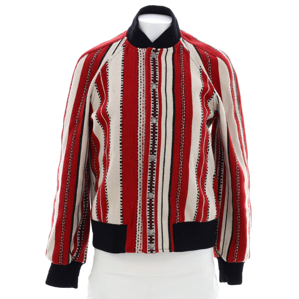 Women's Striped Bomber Jacket Wool Blend
