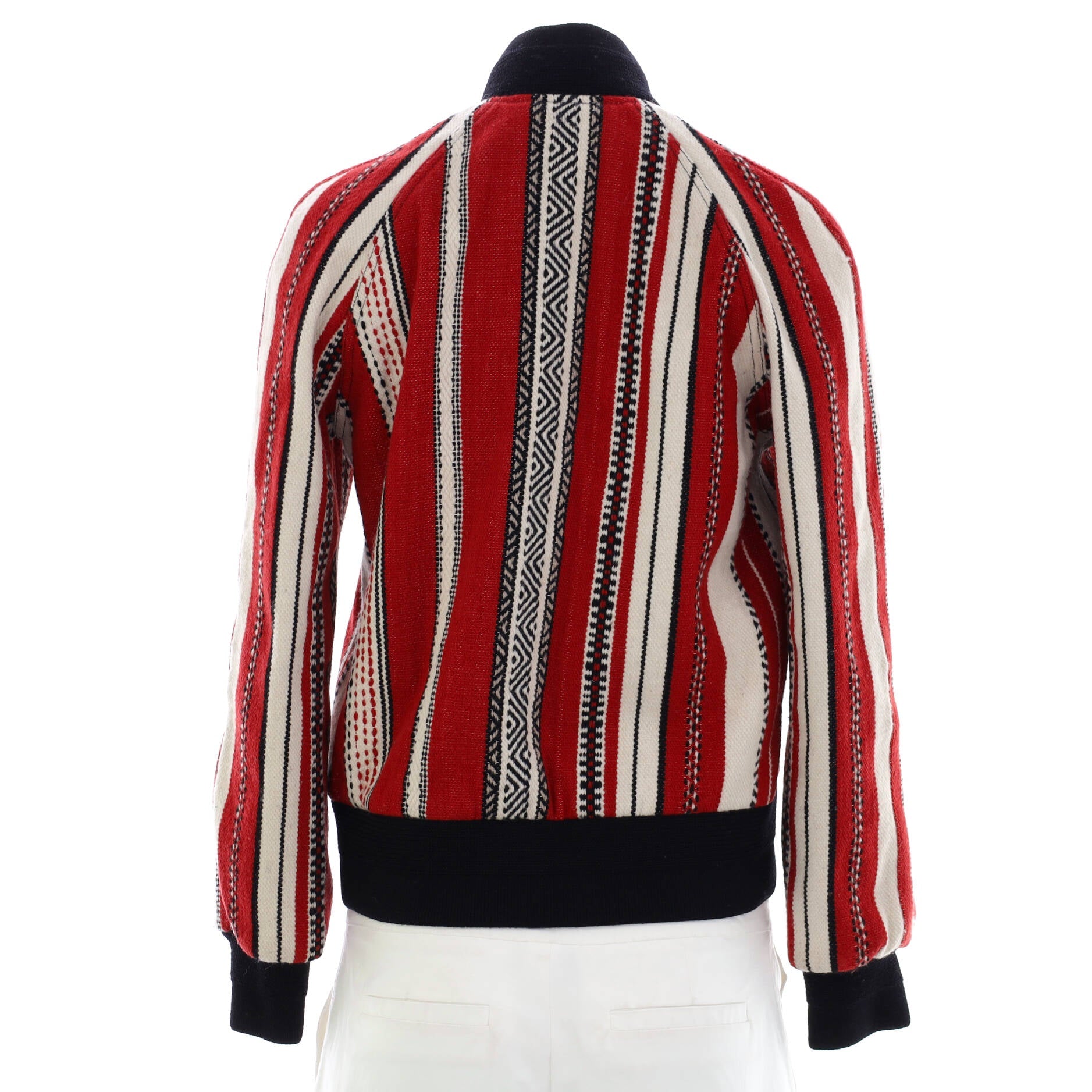 Women's Striped Bomber Jacket Wool Blend