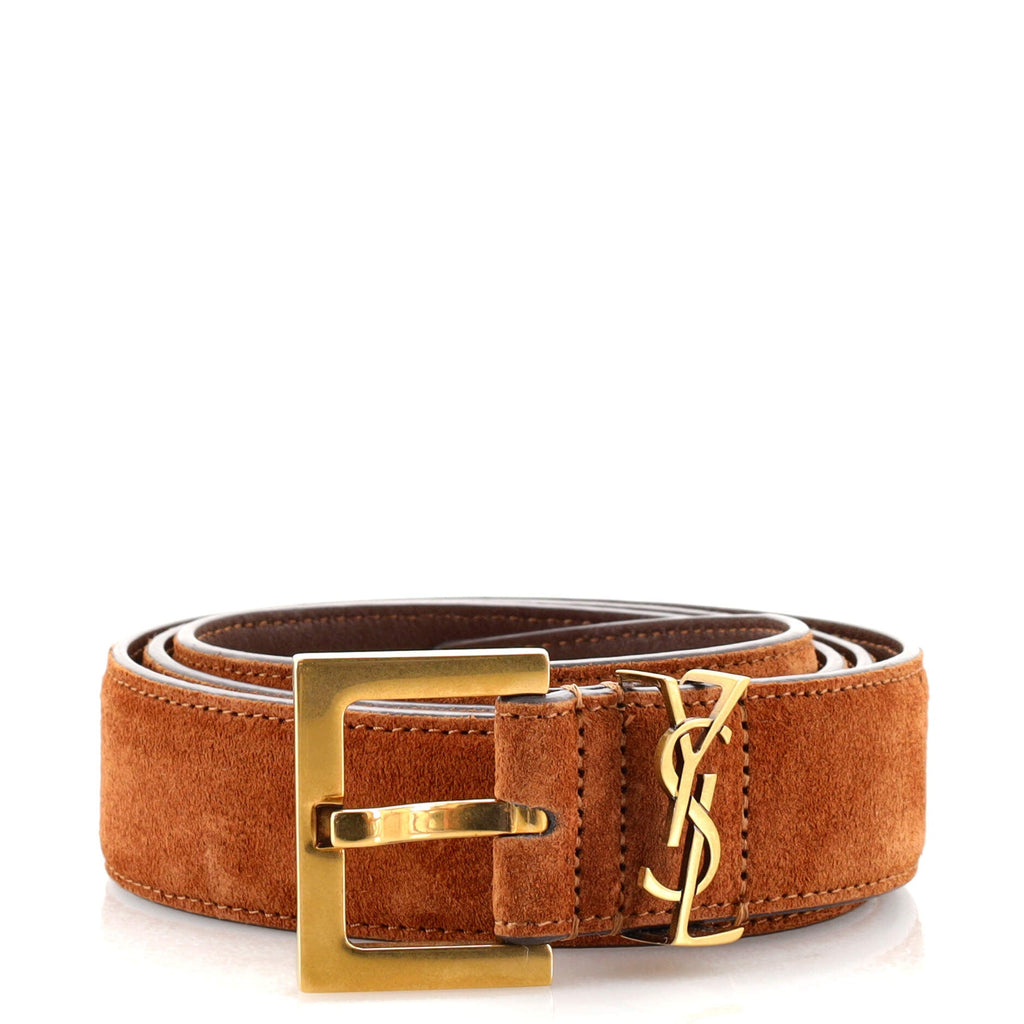 Classic Monogram Square Buckle Belt Suede Medium 85