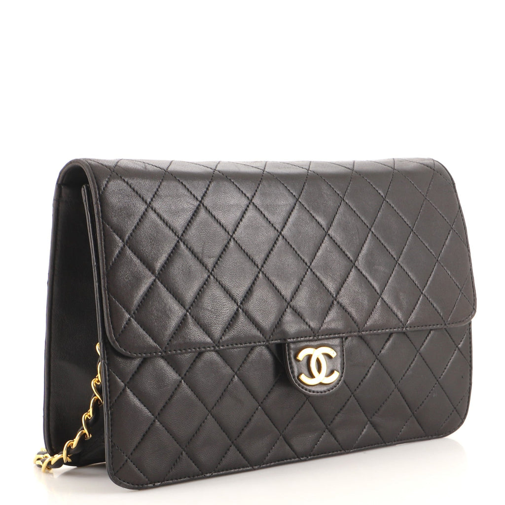 Vintage Clutch with Chain Quilted Leather Medium