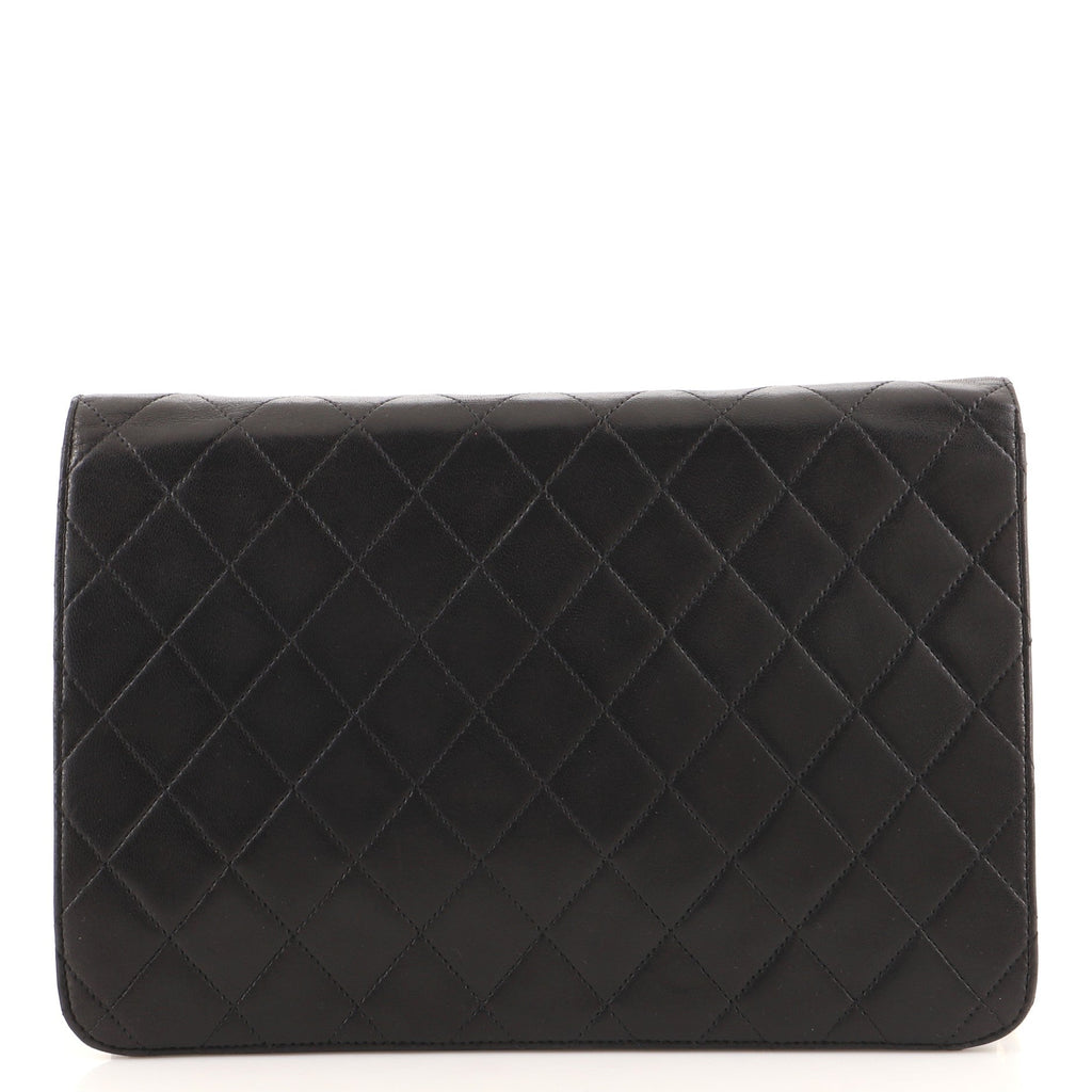 Vintage Clutch with Chain Quilted Leather Medium