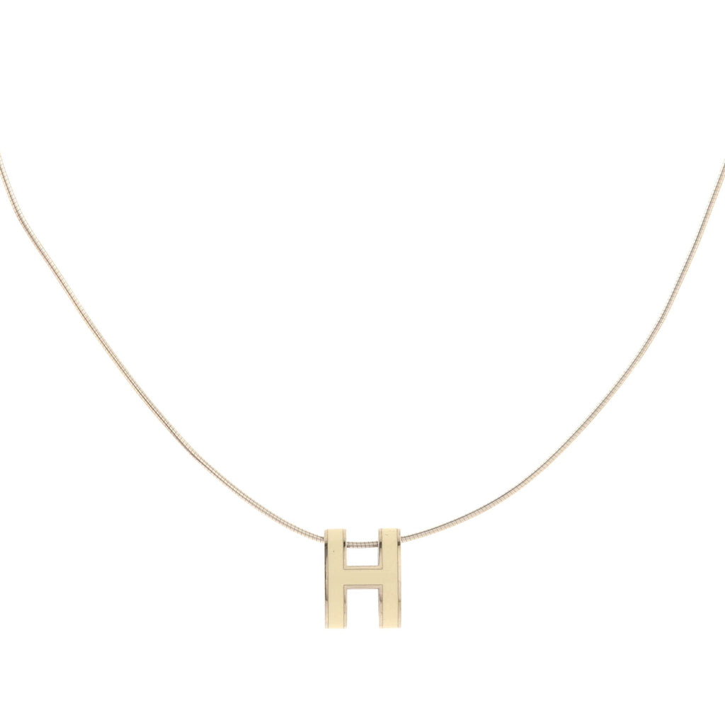 Pop H Pendant Cord Necklace Metal and Enamel