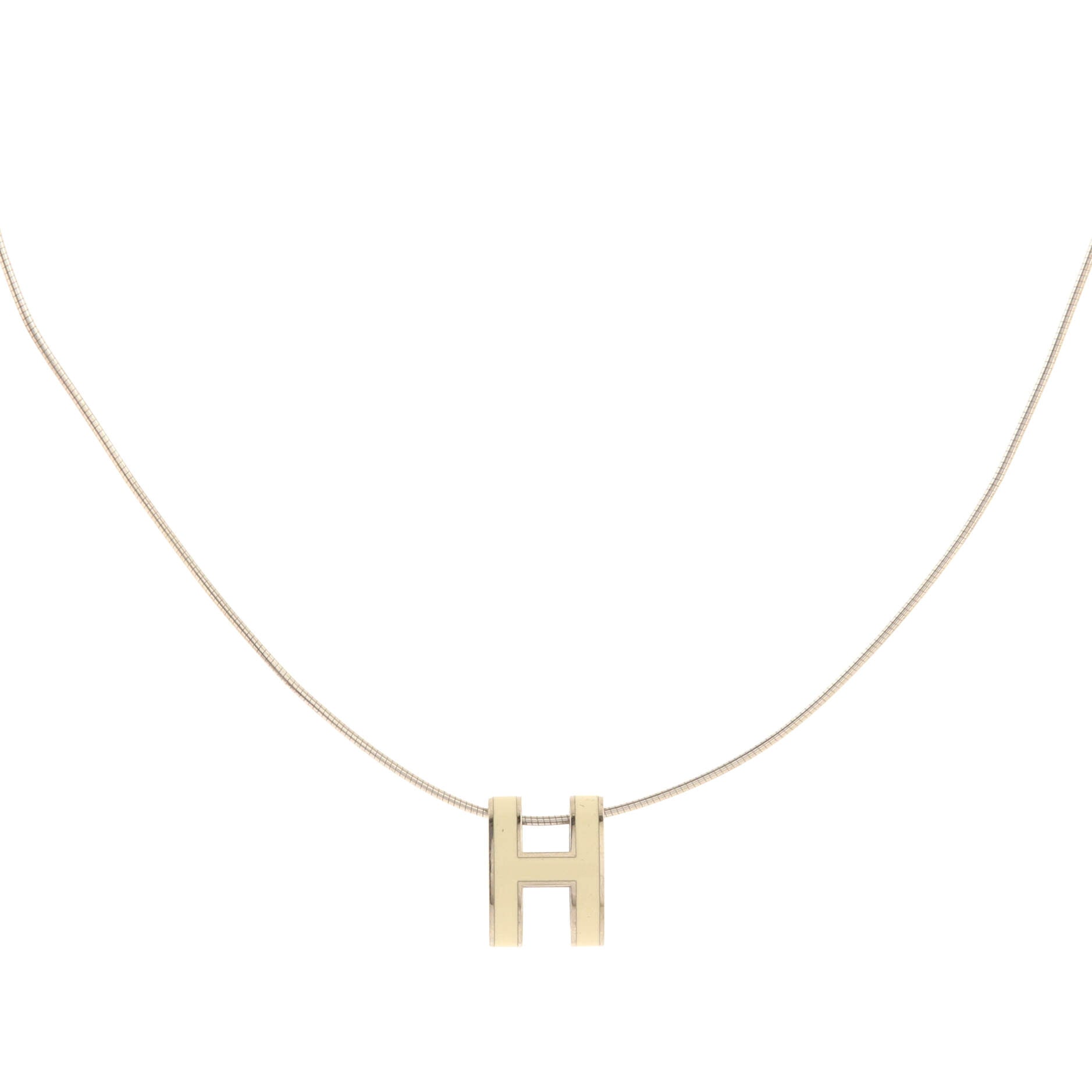 Pop H Pendant Cord Necklace Metal and Enamel