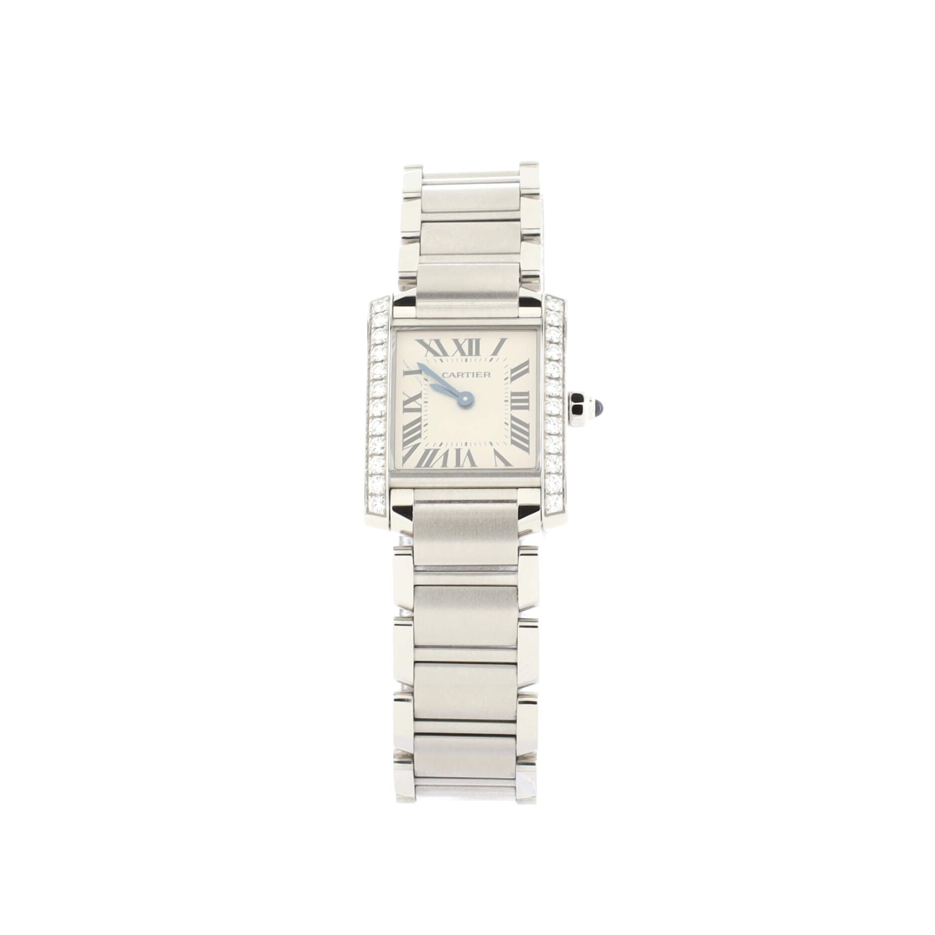 Tank Francaise Quartz Watch Stainless Steel with Diamond Bezel 20